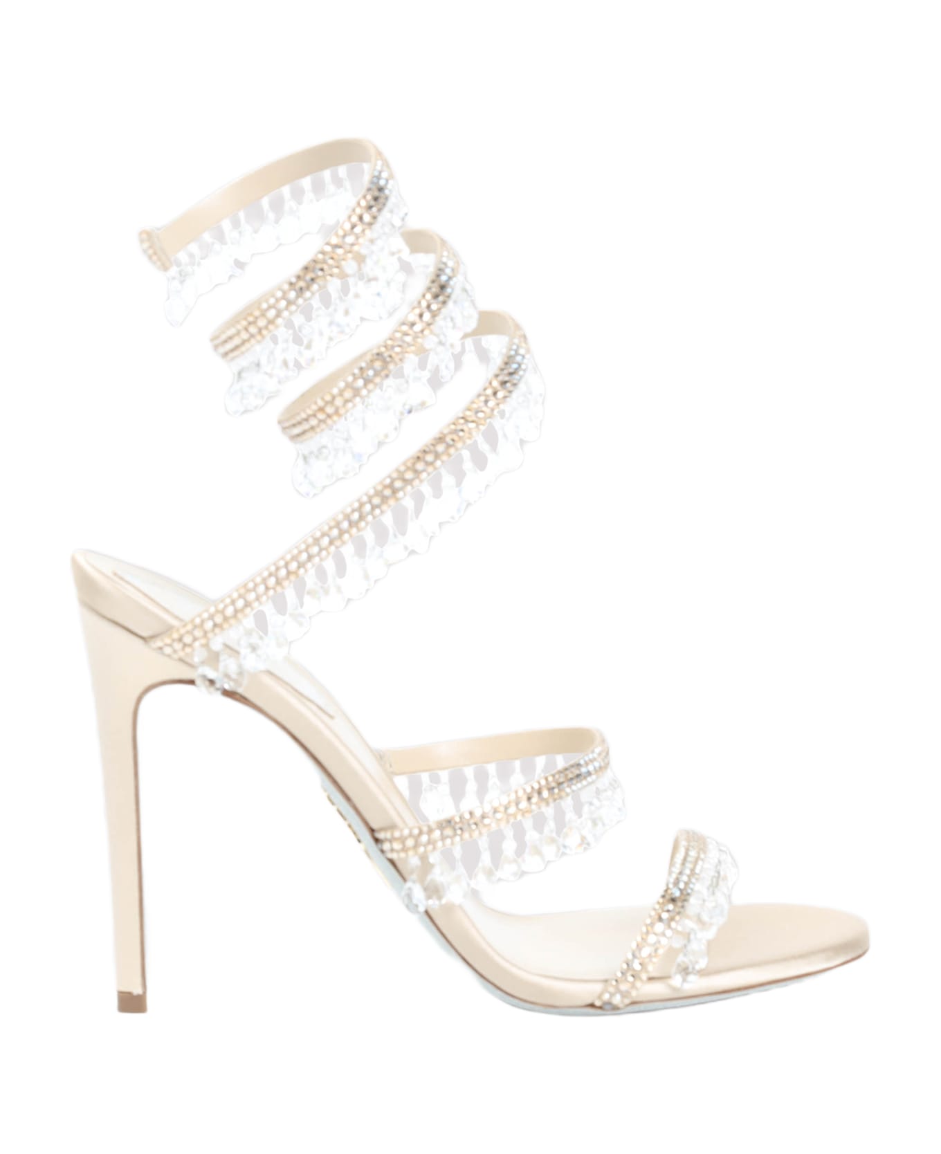 René Caovilla Chandelier Sandals 105 - Beige Satin