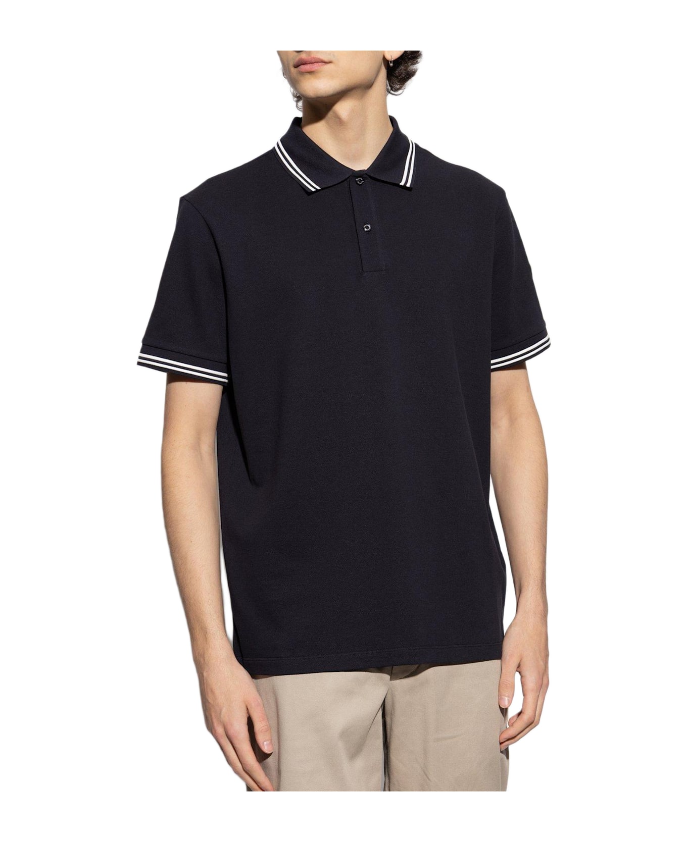 Moncler Logo Patch Short-sleeved Polo Shirt - Blue