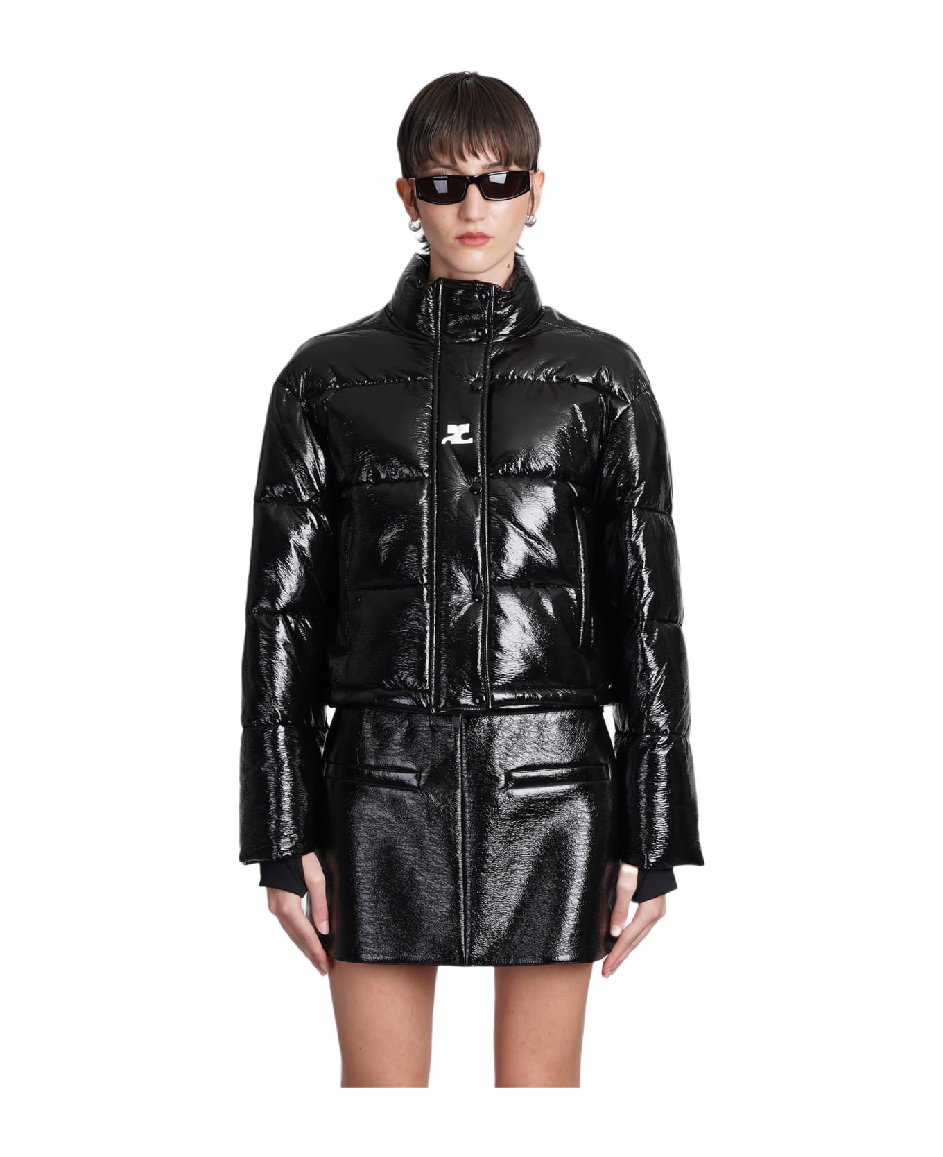 Courrèges Cropped Puffer Jacket - Black