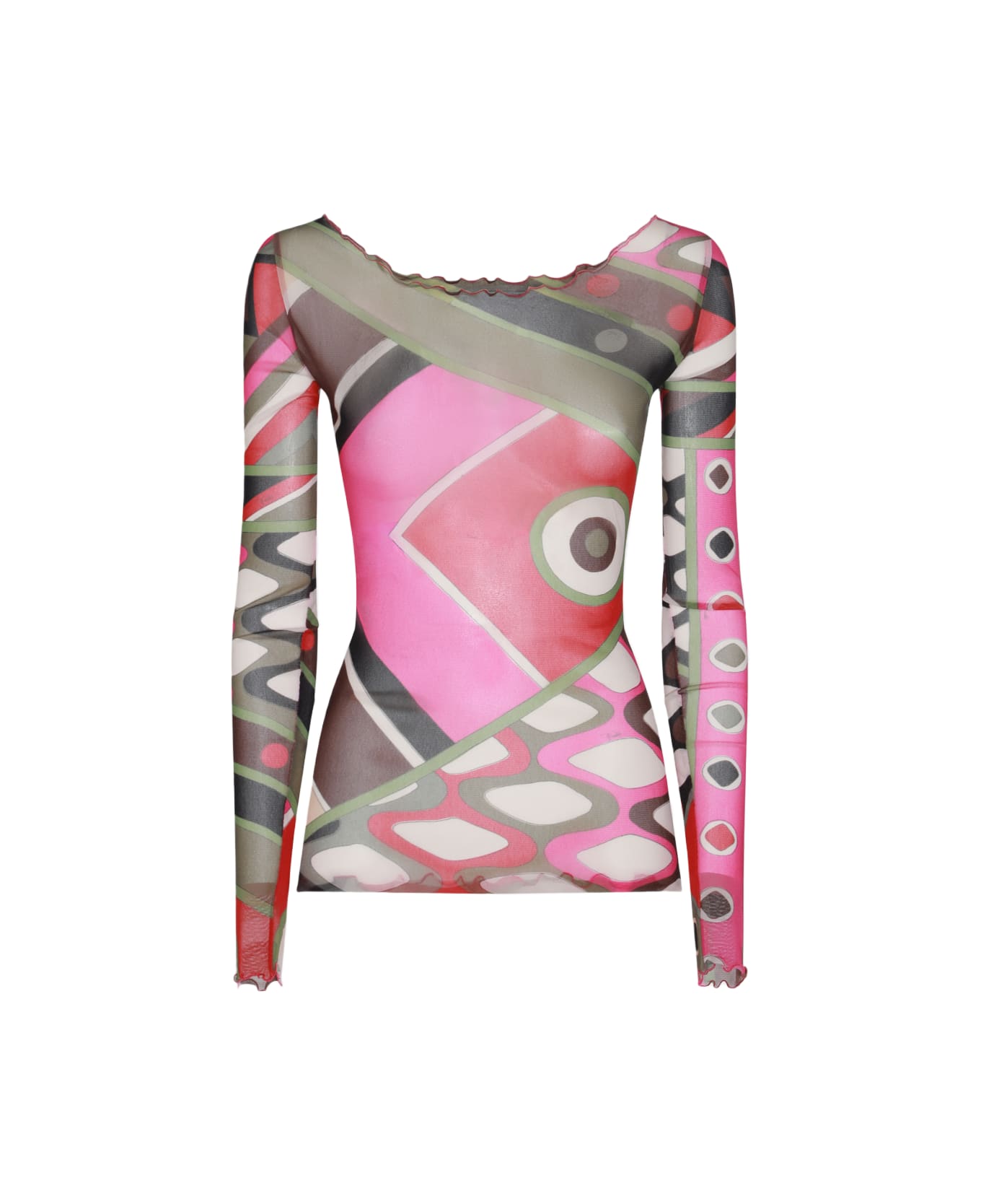Pucci Pink And Multicolor T-shirt - KHAKI/FUXIA