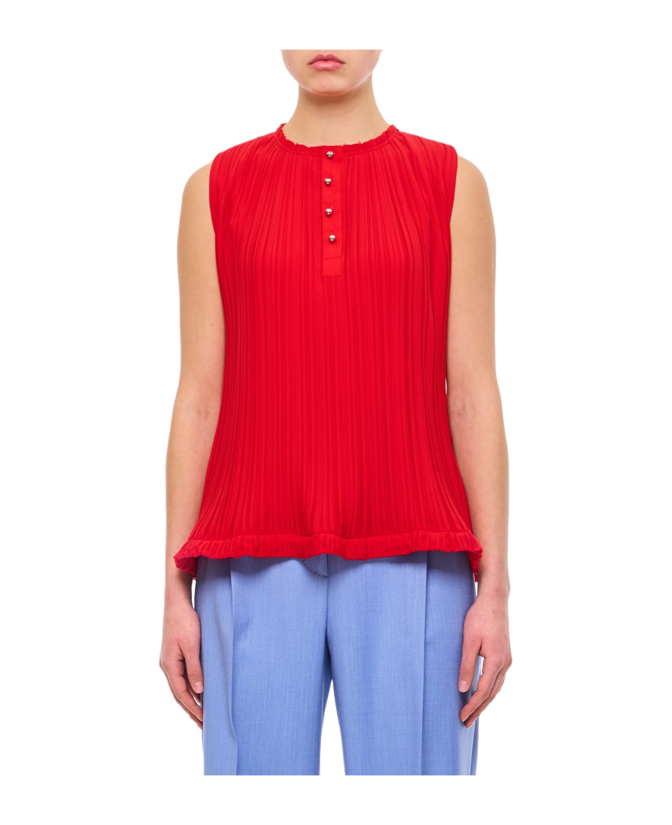 Lanvin Sleeveless Pleated Top - Red トップス