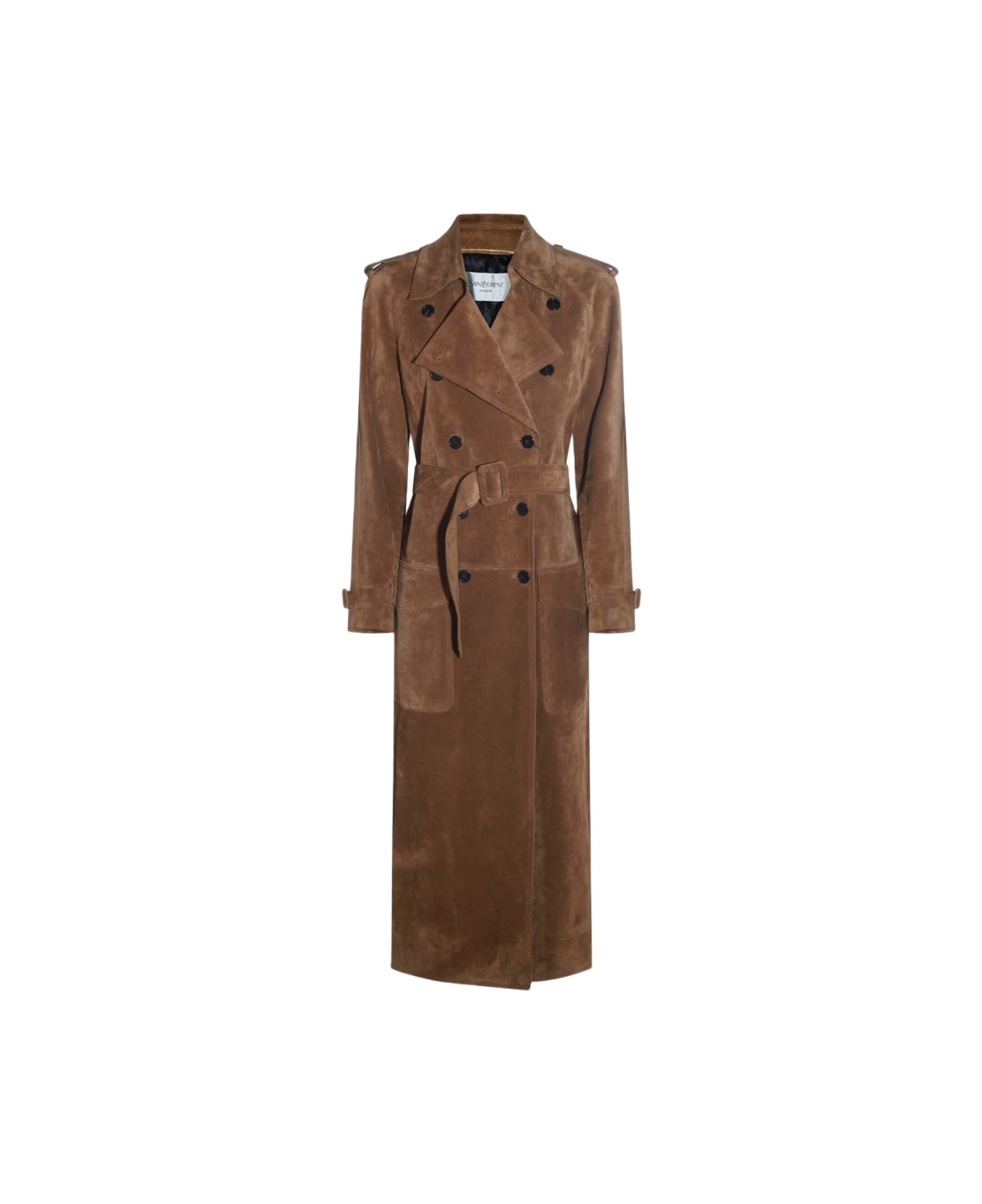 Saint Laurent Brown Leather Trench Coat