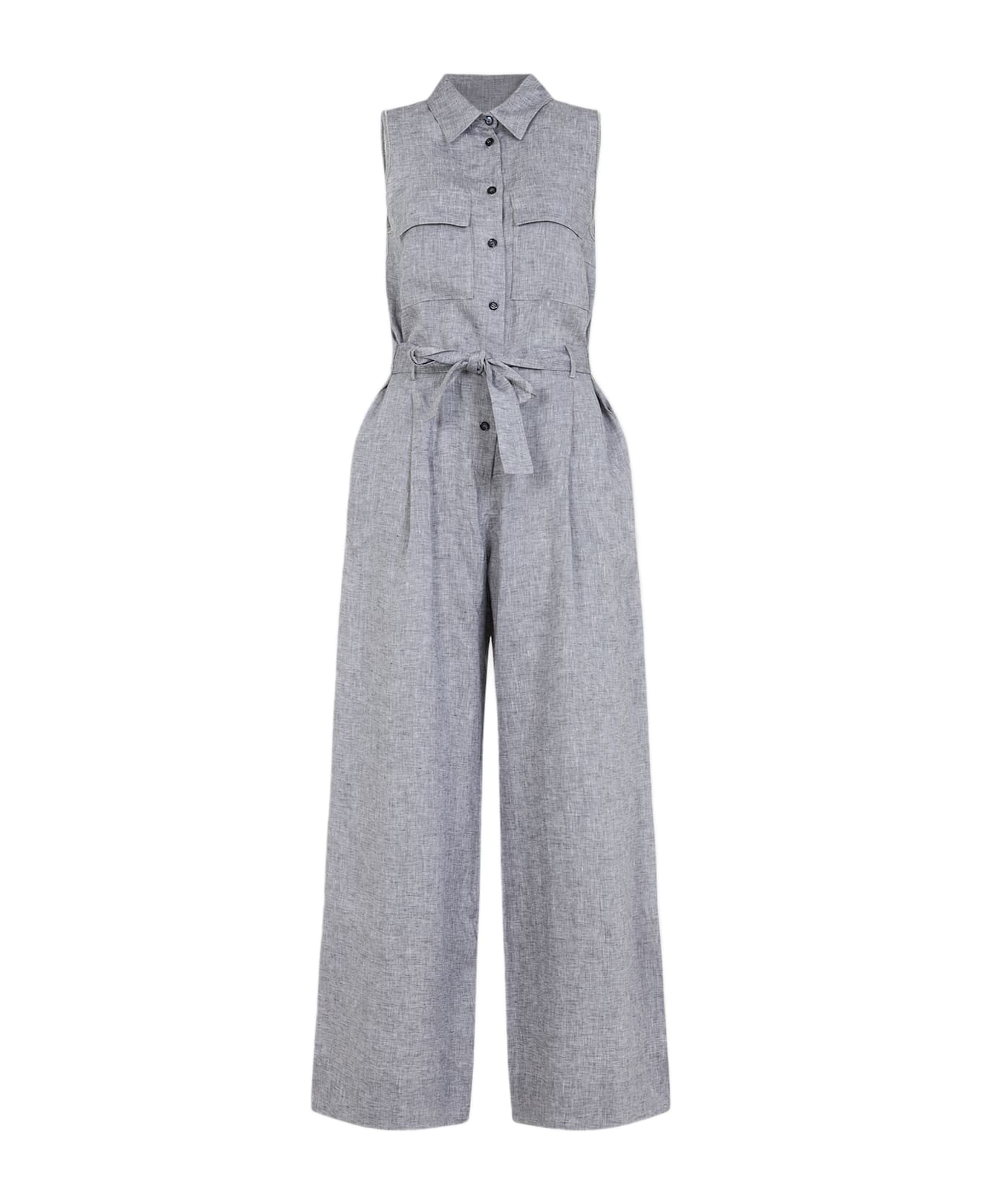 Peserico Long Linen Jumpsuit - Blu