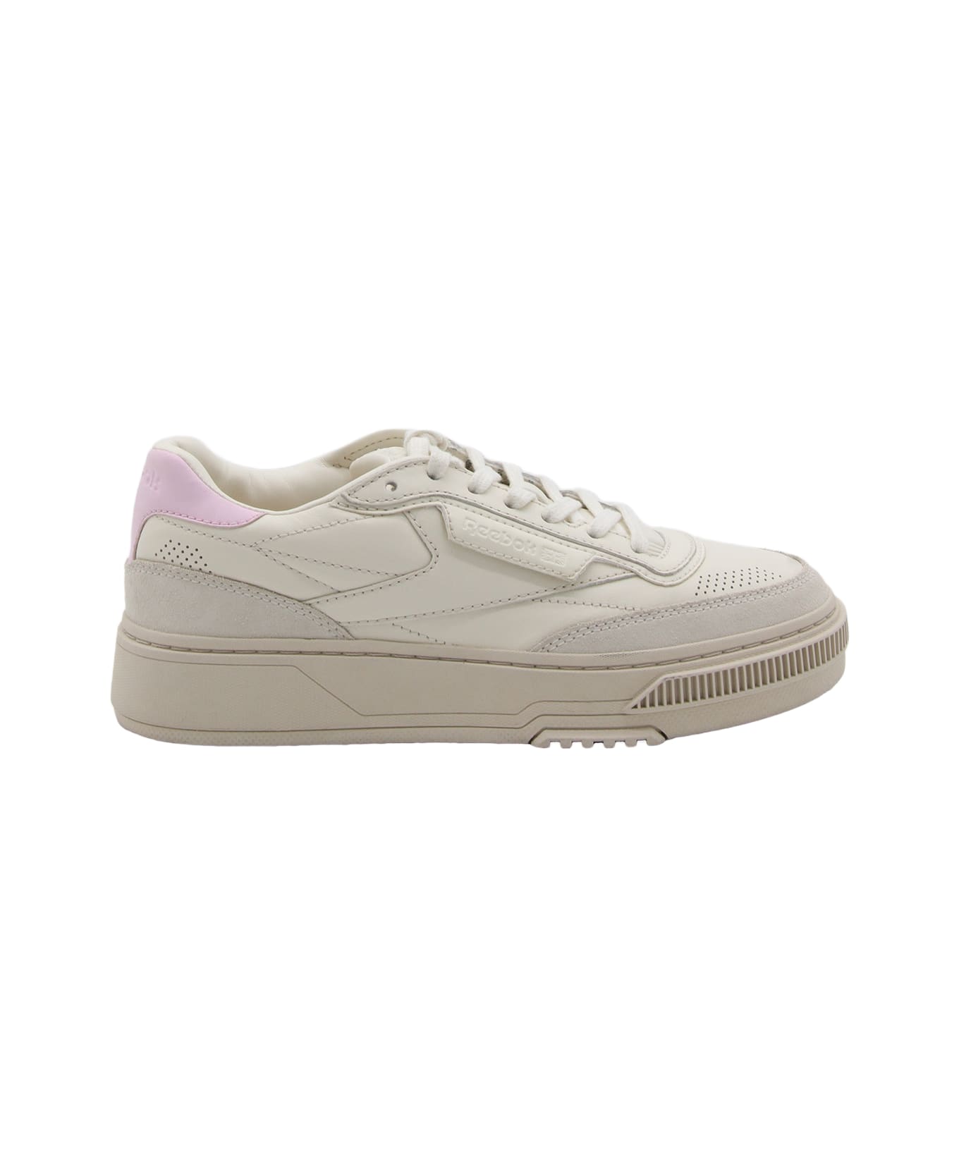 Reebok White And Pink Leather C Ltd Sneakers - White