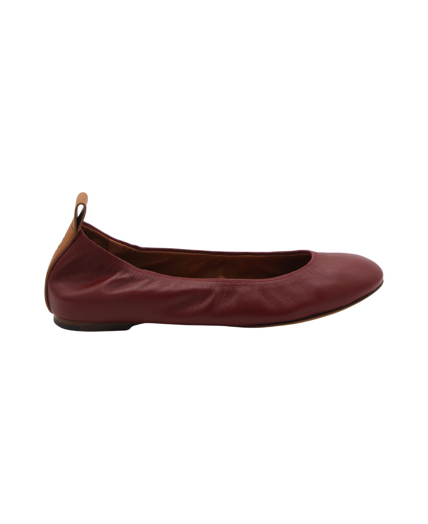 Lanvin Bordeaux Leather Ballerina Flats - SEQUOIA