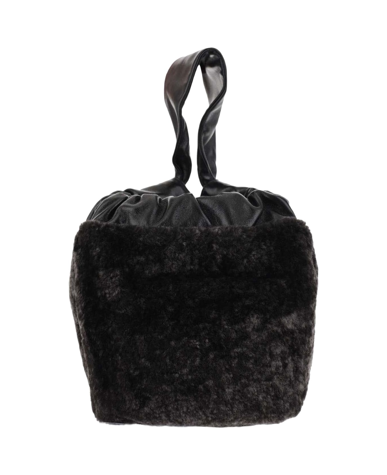 Jil Sander Leather And Shearling Bag - Black