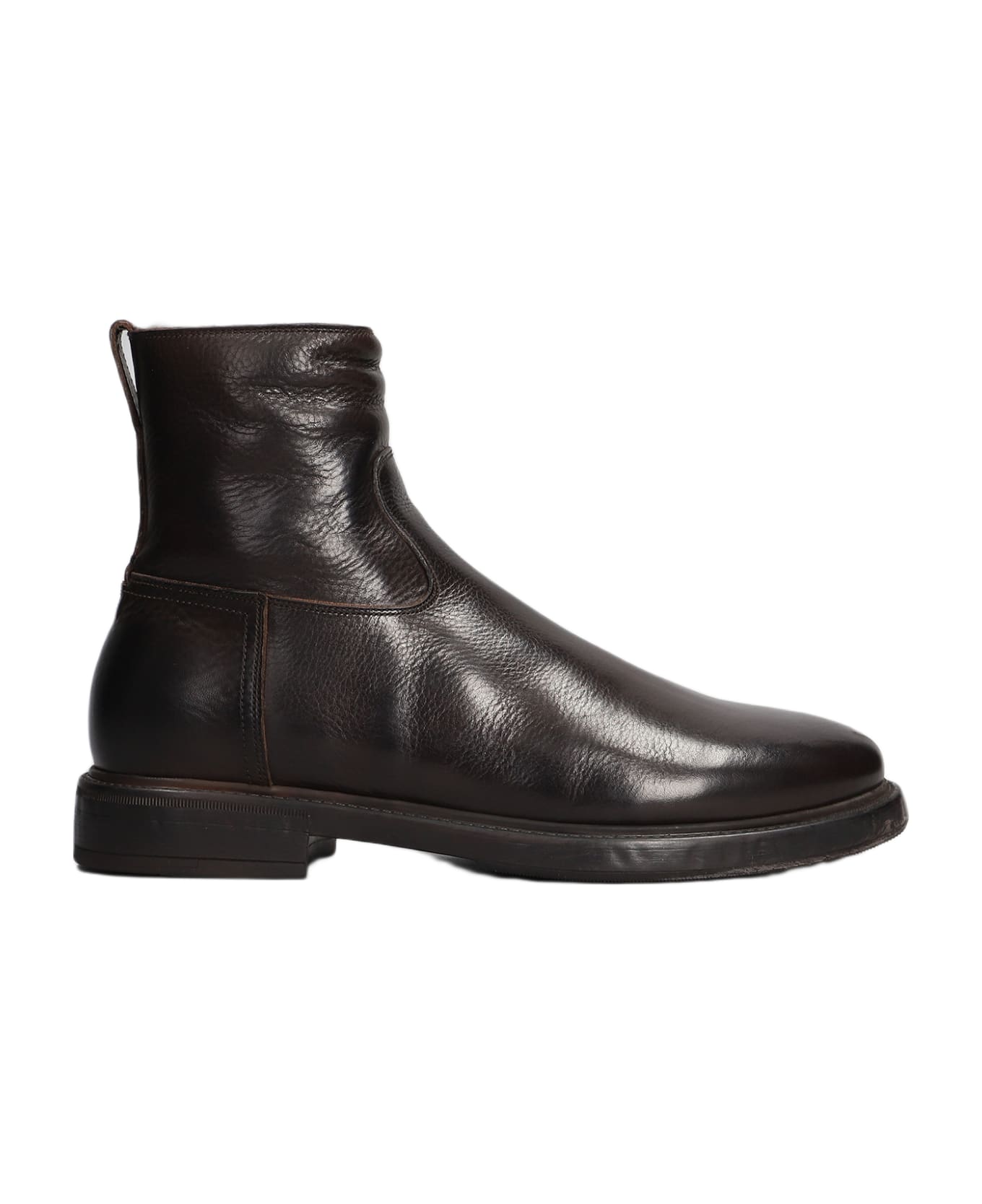 Silvano Sassetti Low Heels Ankle Boots In Dark Brown Leather - dark brown