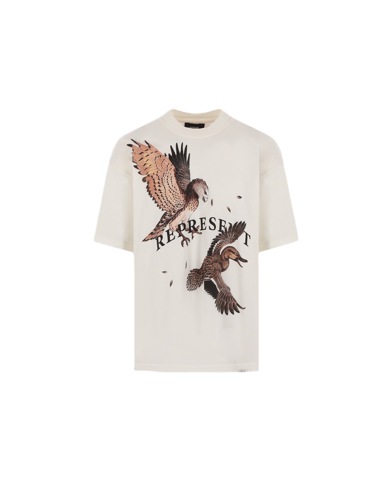 REPRESENT Birds Of Prey T-shirt Off white t-shirt with birds and logo print - Birds of prey t-shirt - Bianco