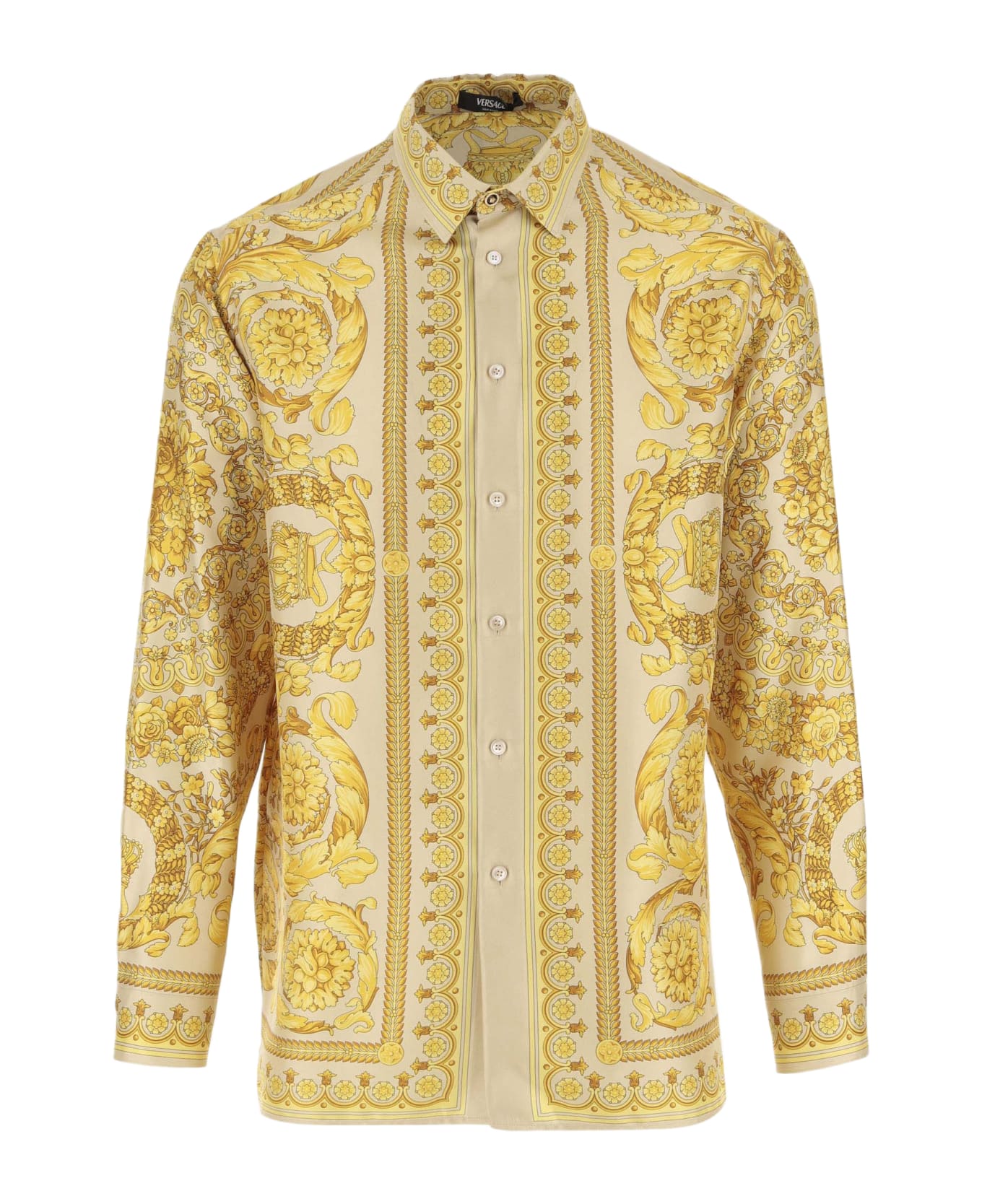 Versace Printed Silk Shirt - NEUTRALS/YELLOW
