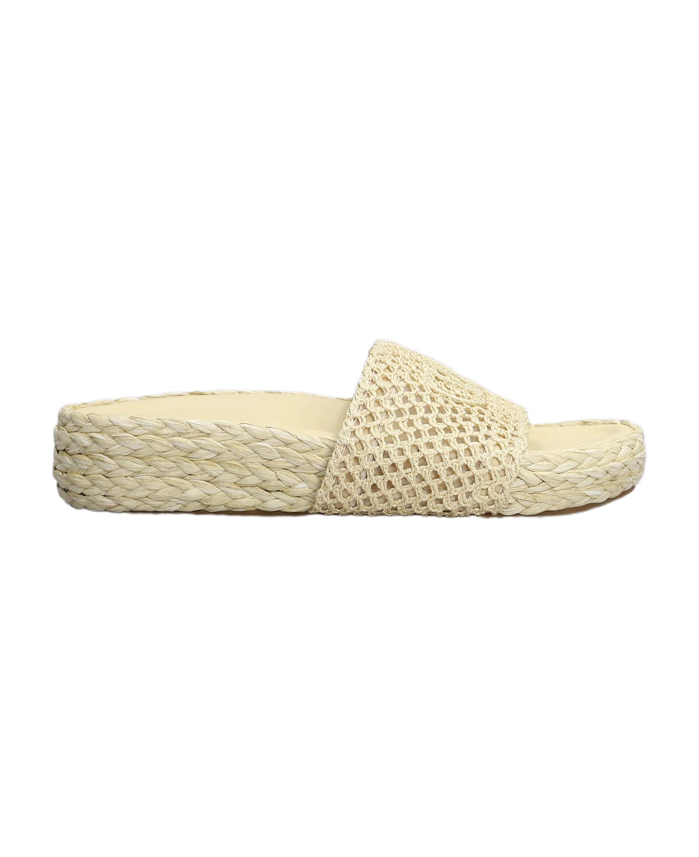 Chloé Isla Flats In Beige Raffia - beige
