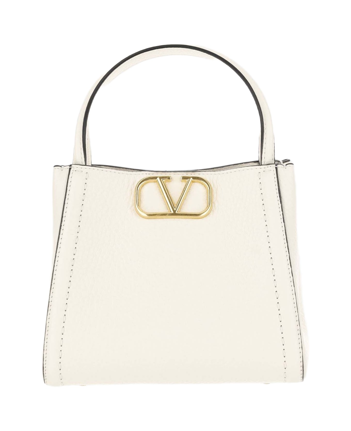 Valentino Garavani Alltime Small Handbag Made Of Grained Calf Leather - White
