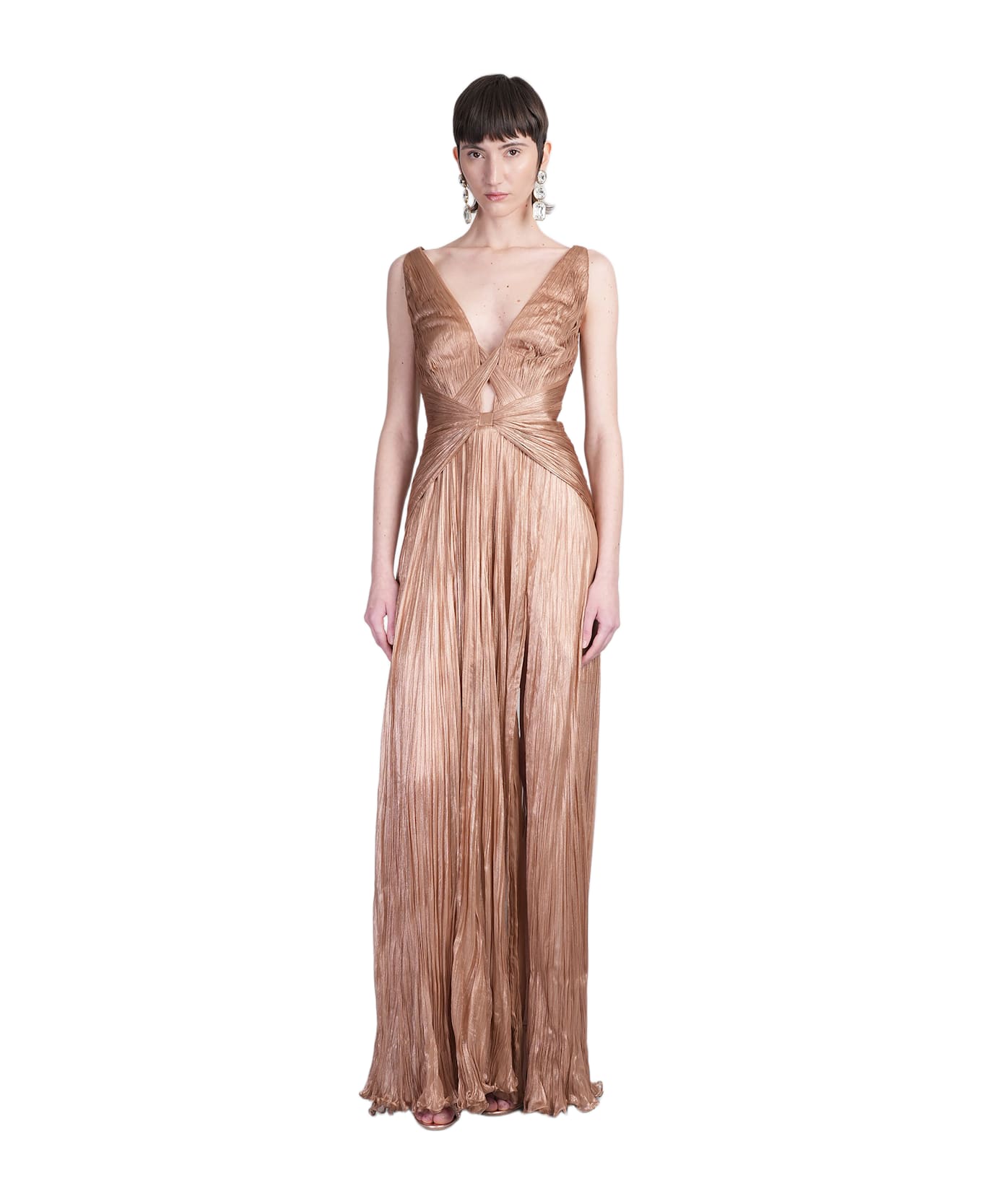 Iris Serban Letita Long Dress In Brown Silk - brown ワンピース＆ドレス