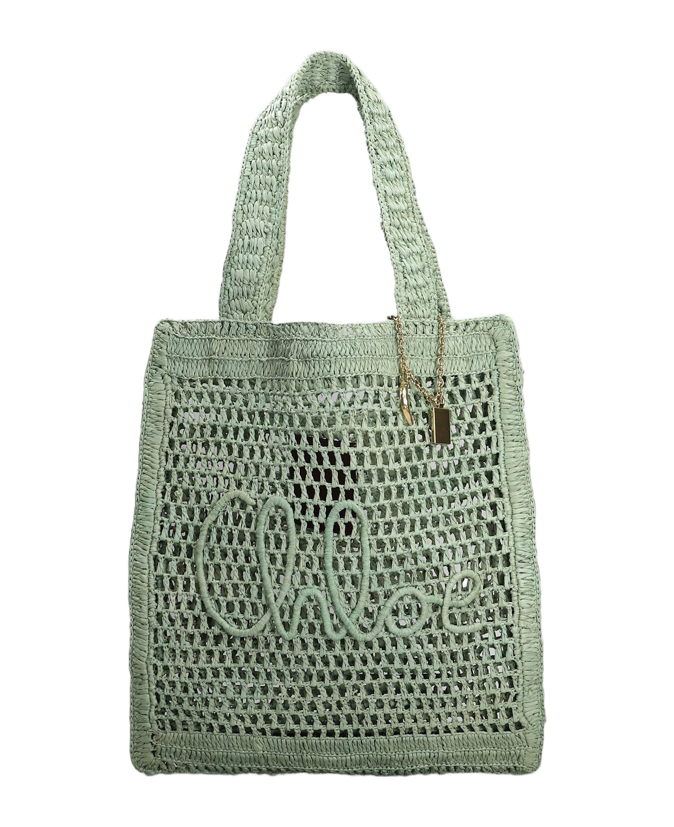 Chloé Summer Banana Tote In Green Raffia - green