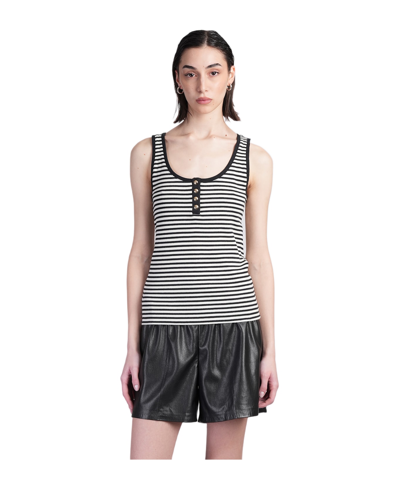 Anine Bing Alessia Tank Top In Black Cotton - Multicolore