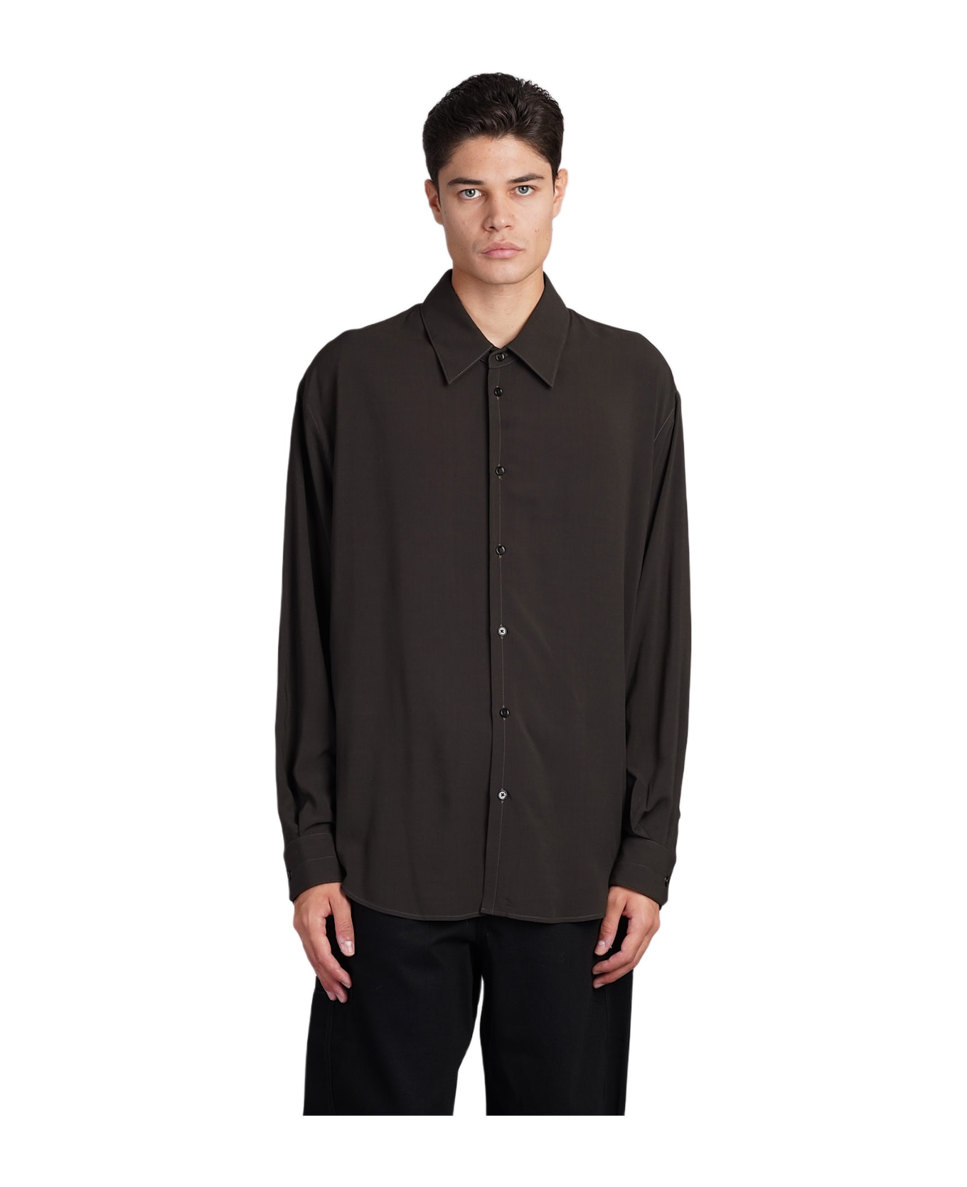 Lemaire Shirt In Brown Viscose - brown
