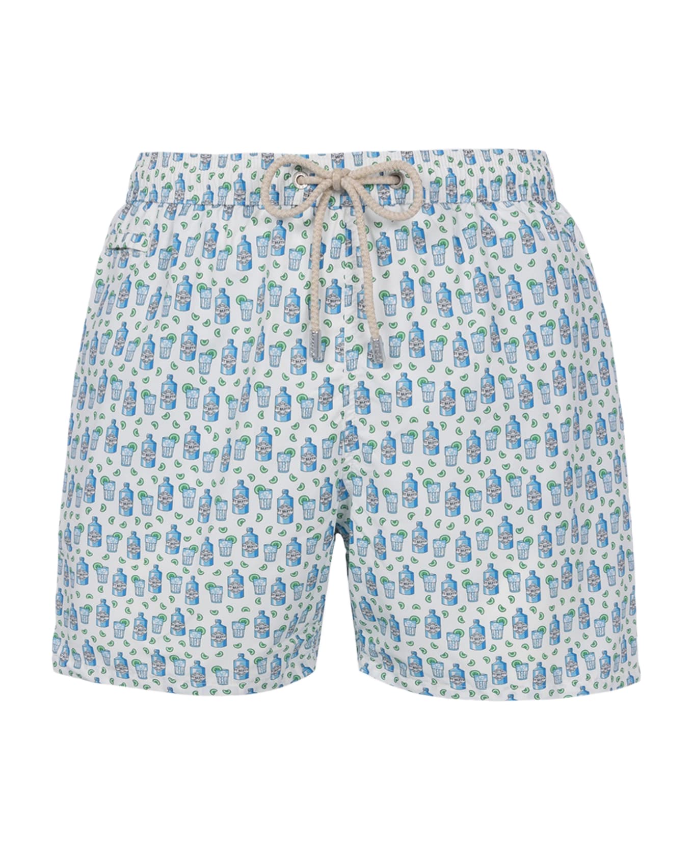 MC2 Saint Barth Man Lightweight Fabric Swim-shorts Lighting Micro Fantasy With Gin Tonic Print - WHITE スイムトランクス