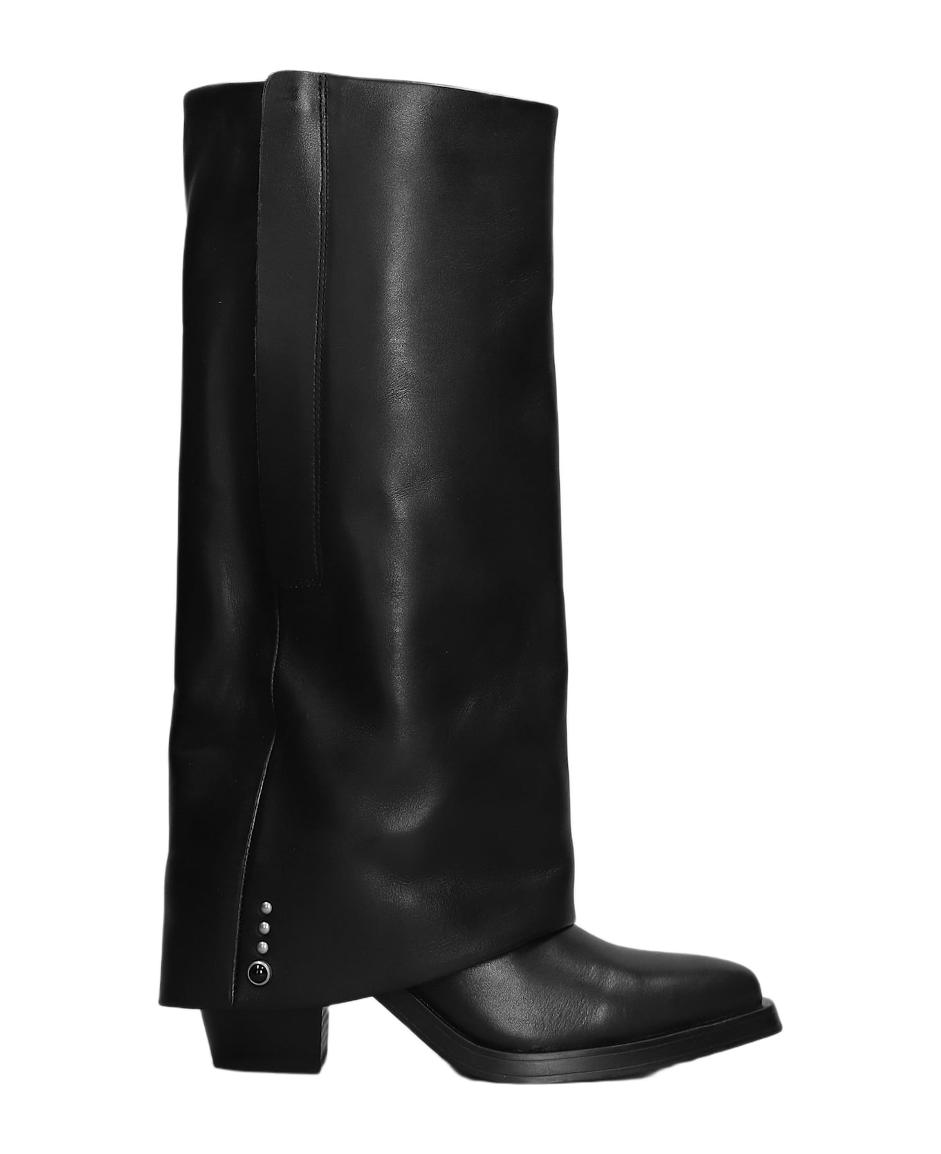 Ash Jackson Texan Boots In Black Leather - Black