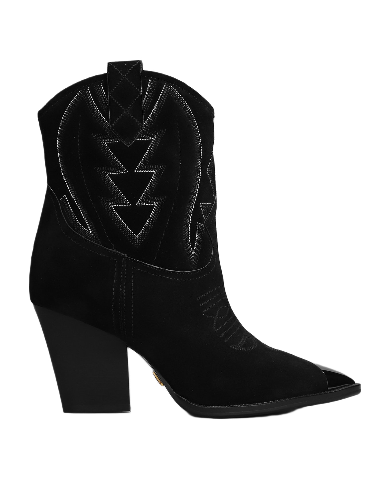 Lola Cruz Texan Ankle Boots In Black Suede - black