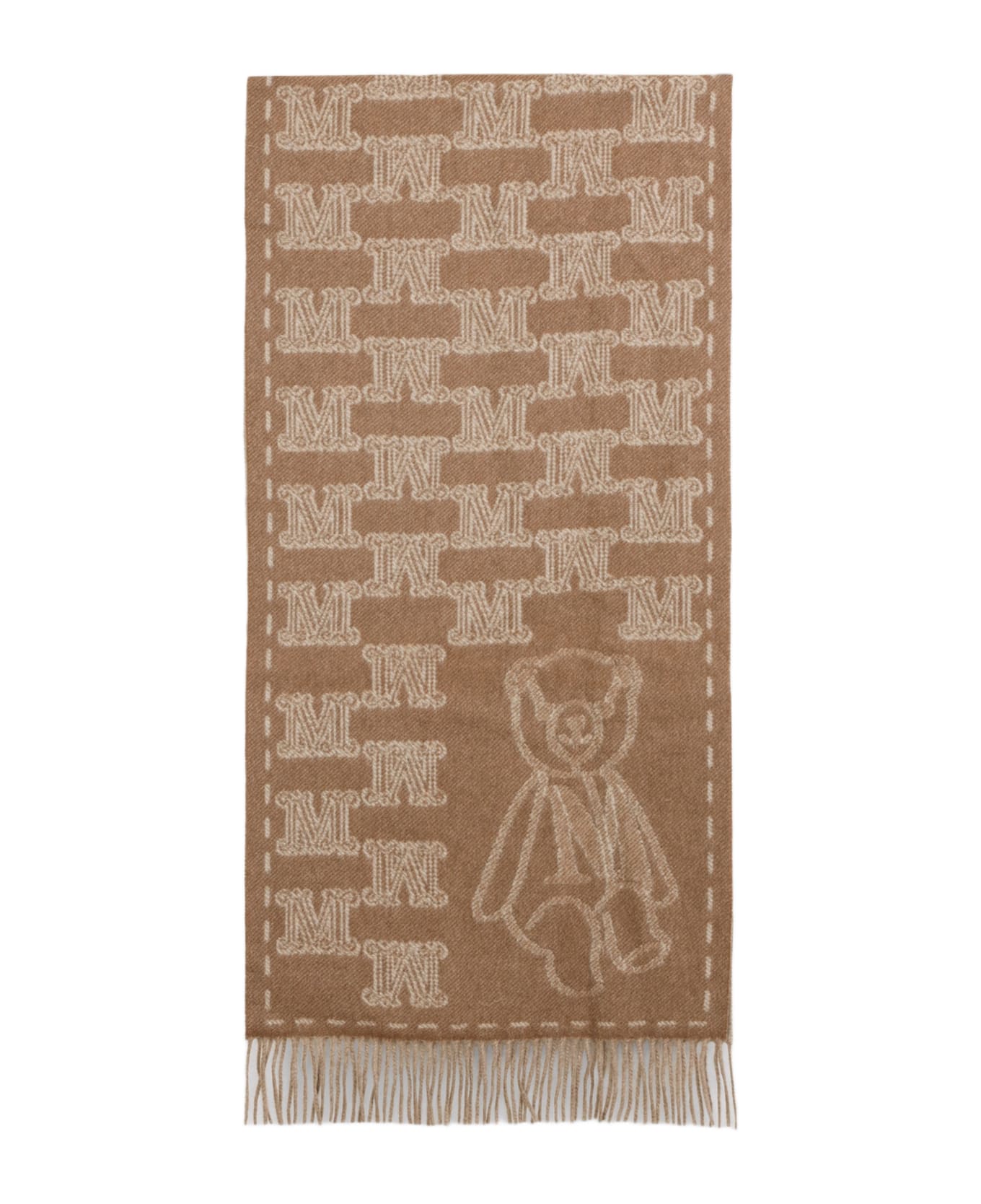 Max Mara Wsteddycamel Logo Teddy Scarf - Cacha Scuro