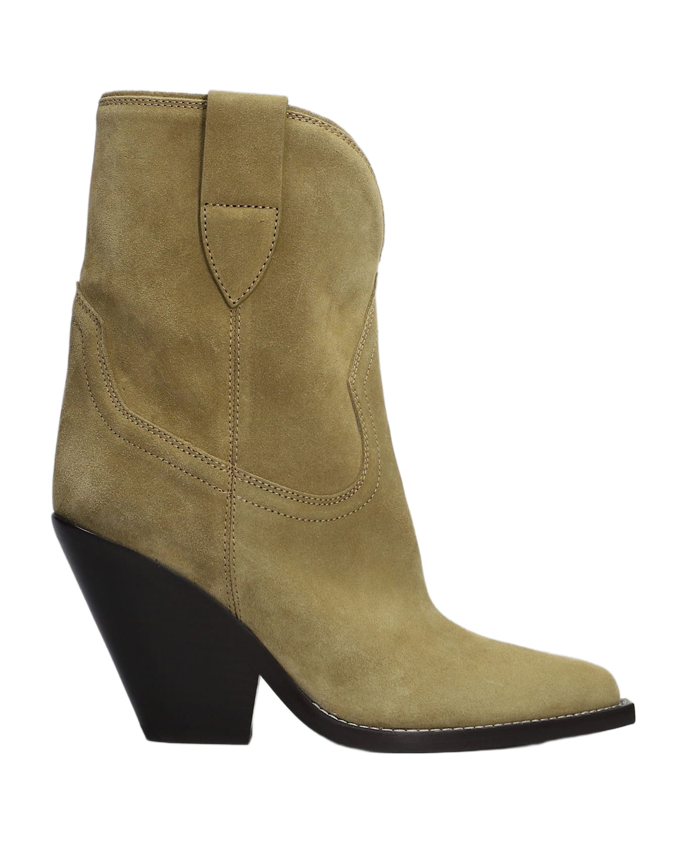 Isabel Marant Leyane High Heels Ankle Boots In Beige Suede - beige