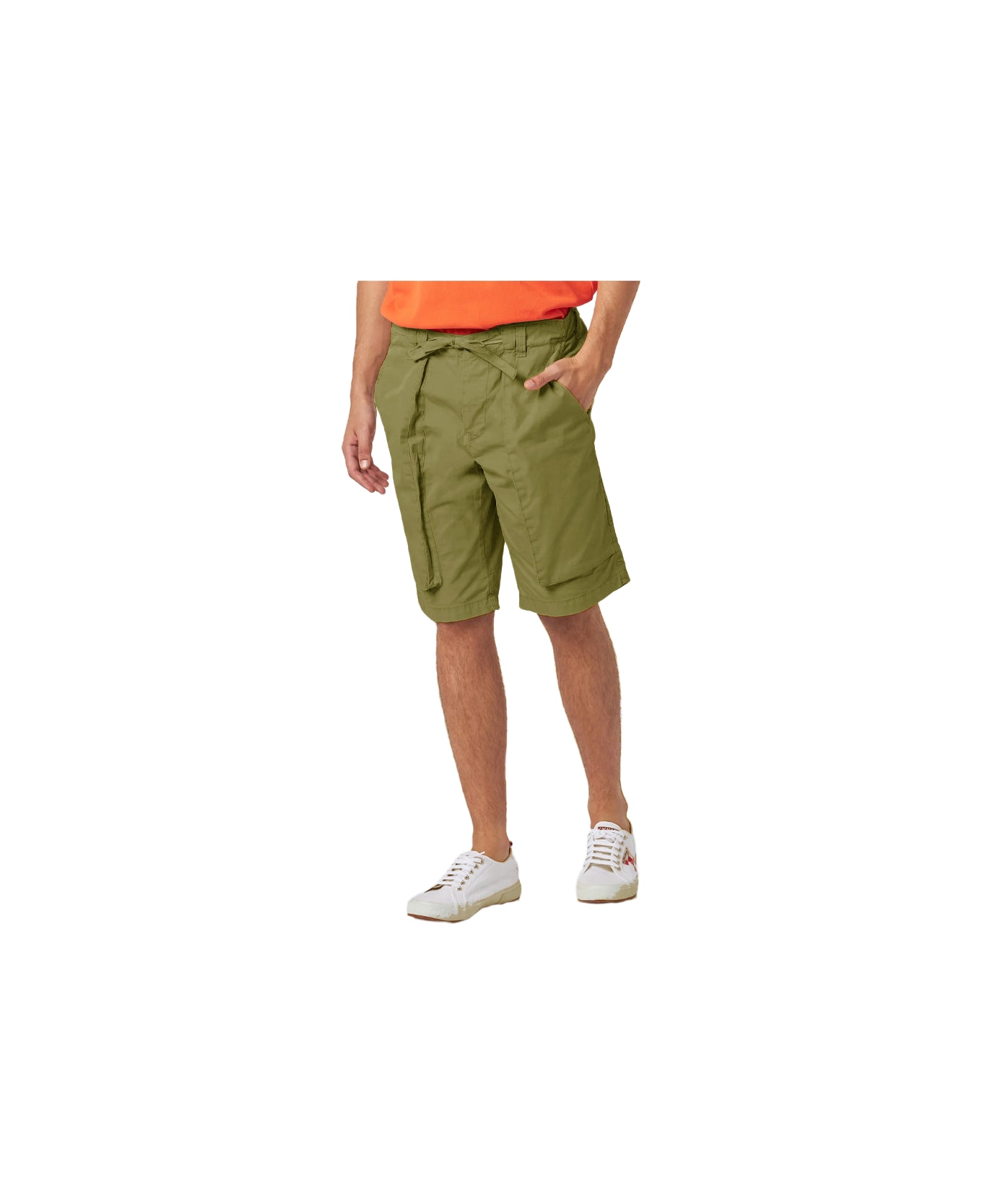 MC2 Saint Barth Man Military Green Bermuda With Side Pockets - GREEN
