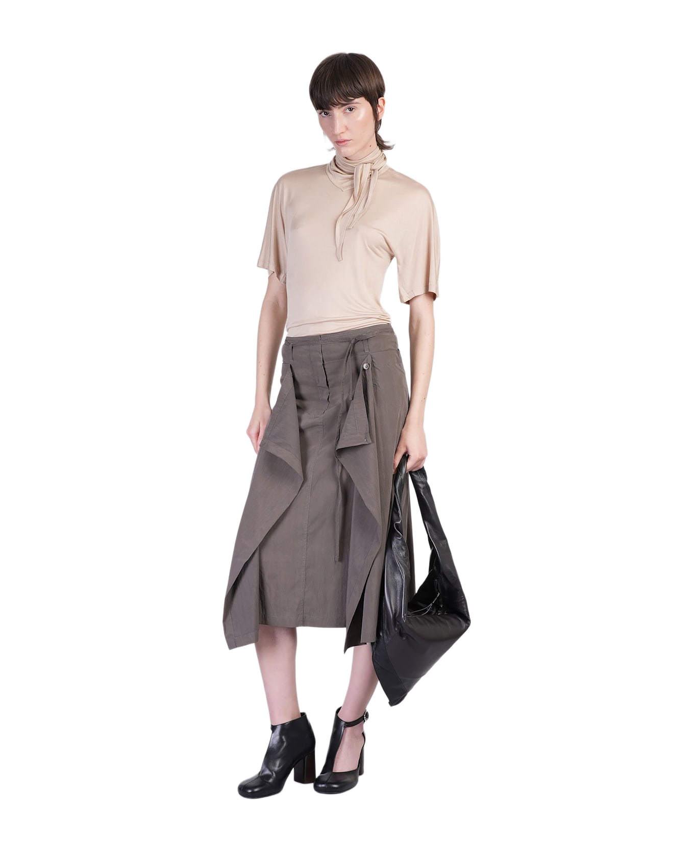 Lemaire T-shirt In Beige Silk - beige