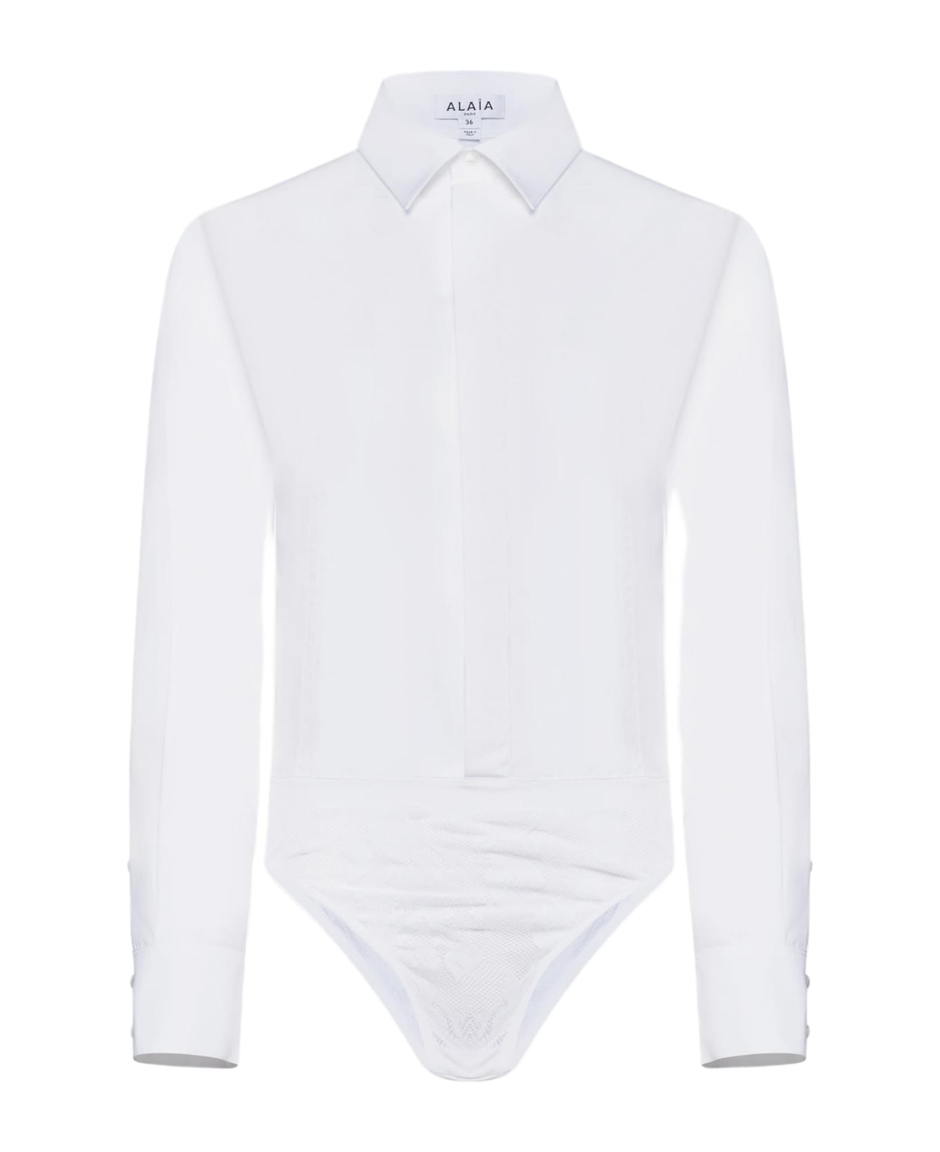 Alaia Cotton Shirt Bodysuit - White