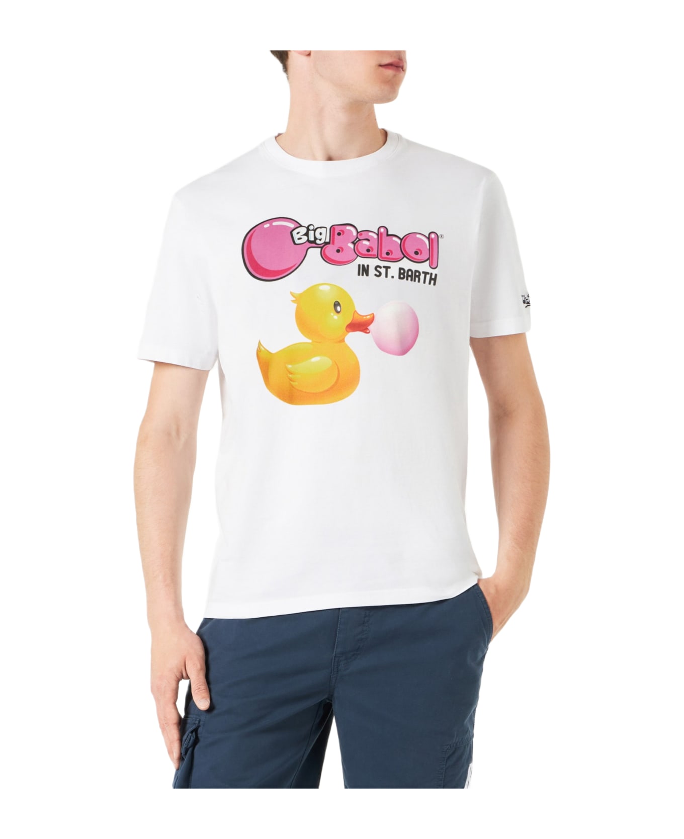 MC2 Saint Barth Man Cotton T-shirt With Ducky Big Babol Print | Big Babol® Special Edition - WHITE