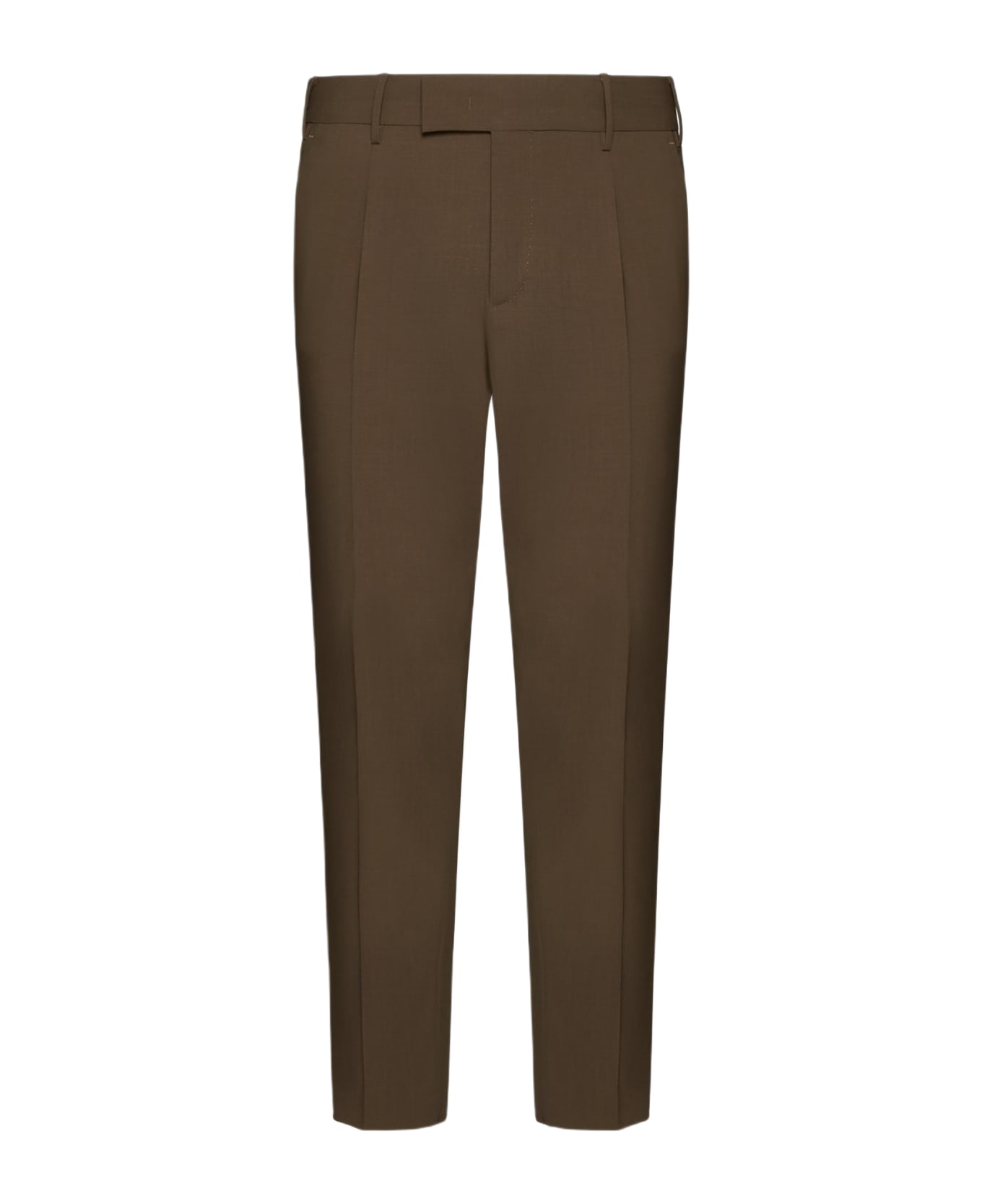 PT01 Dieci Stretch Wool-blend Trousers - Brown