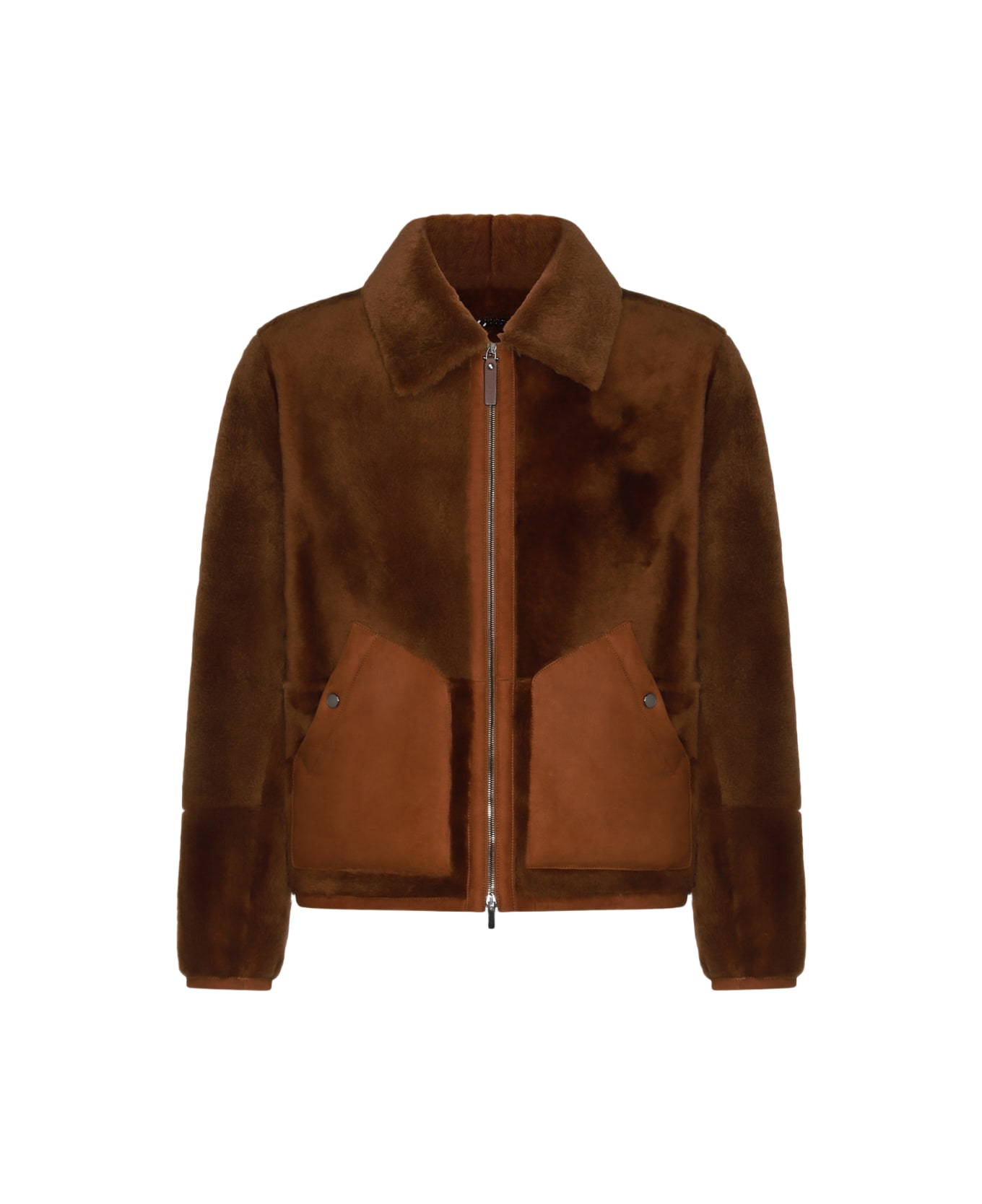 Canali Brown Leather Jacket