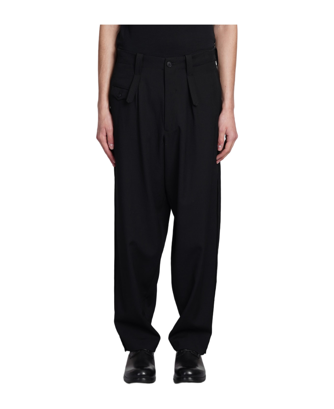 Yohji Yamamoto Pants In Black Wool - black