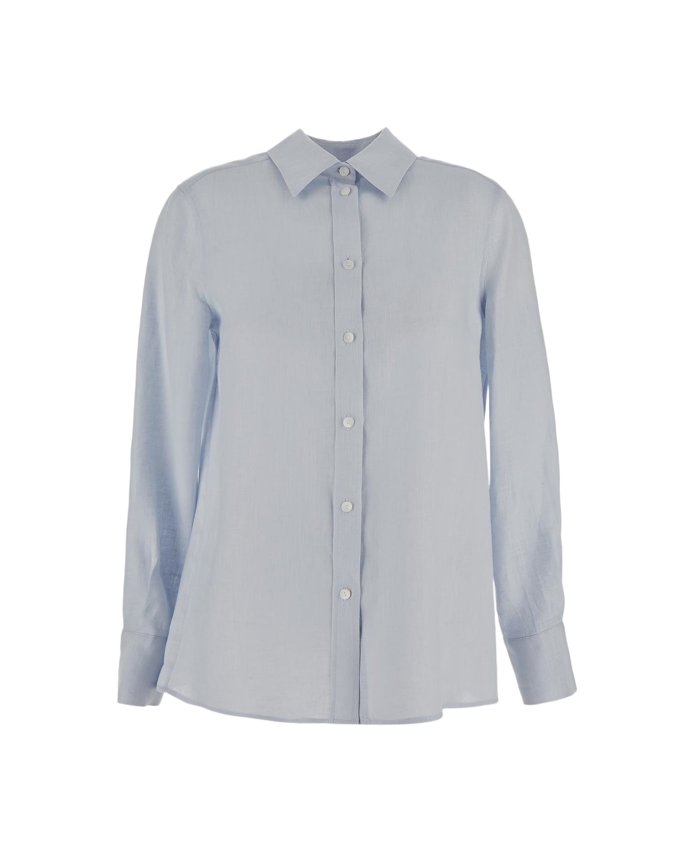 Lardini Long Sleeve Button-up Top - Clear Blue