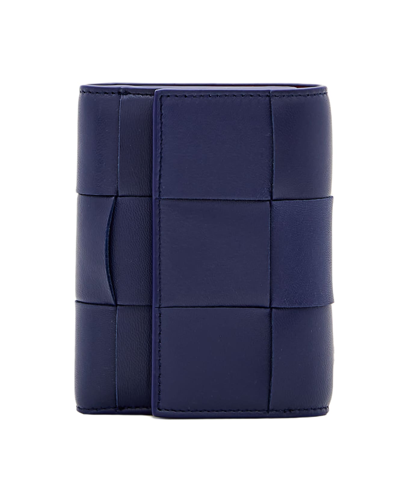 Bottega Veneta Bicolor Tri-fold Leather Wallet - Blue