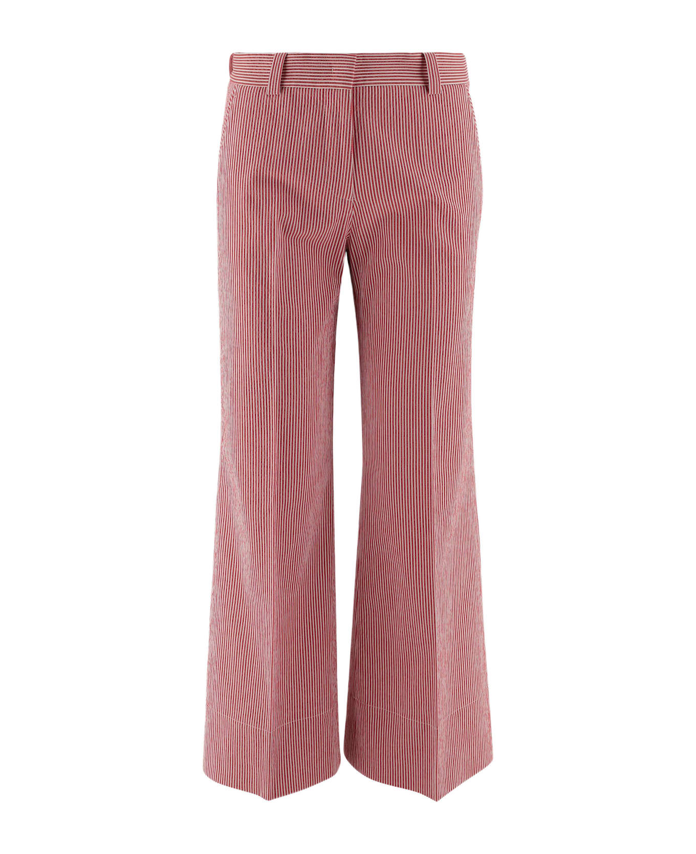 QL2 Cotton Blend Pants With Striped Pattern - Red