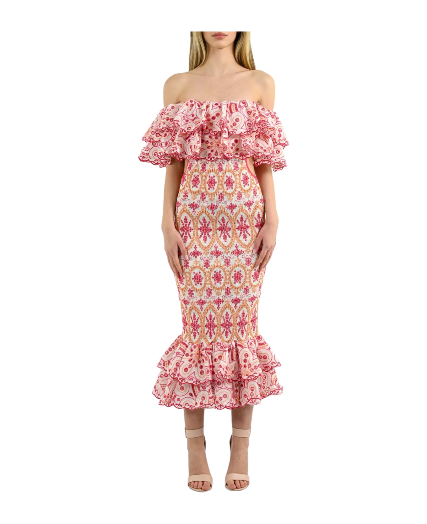 Charo Ruiz Long Dress Luisa - Pink orange