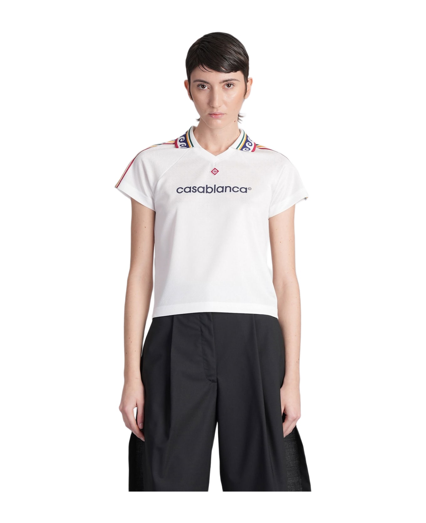 Casablanca T-shirt In White Polyester - white