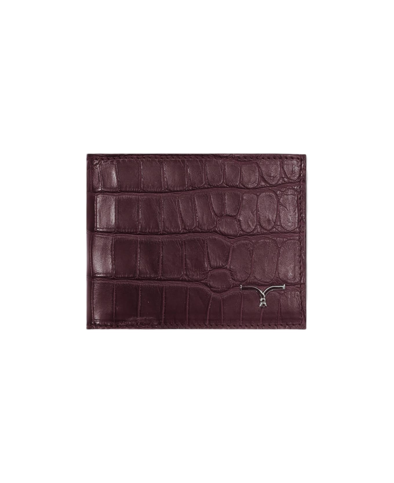 Larusmiani Alligator Wallet Holding Wallet - Darkred