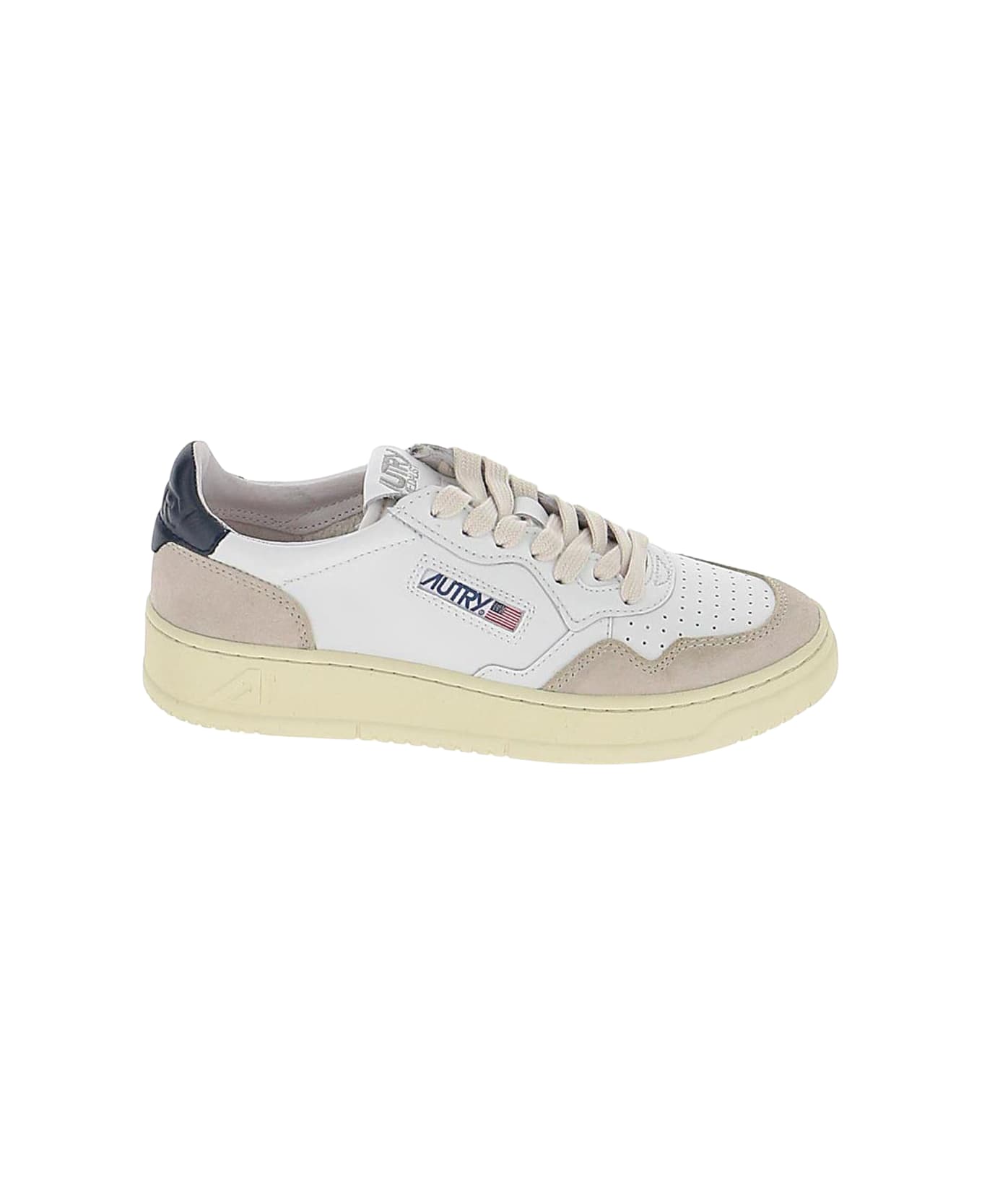 Autry Logo Patch Low-top Sneakers - Wht/blue
