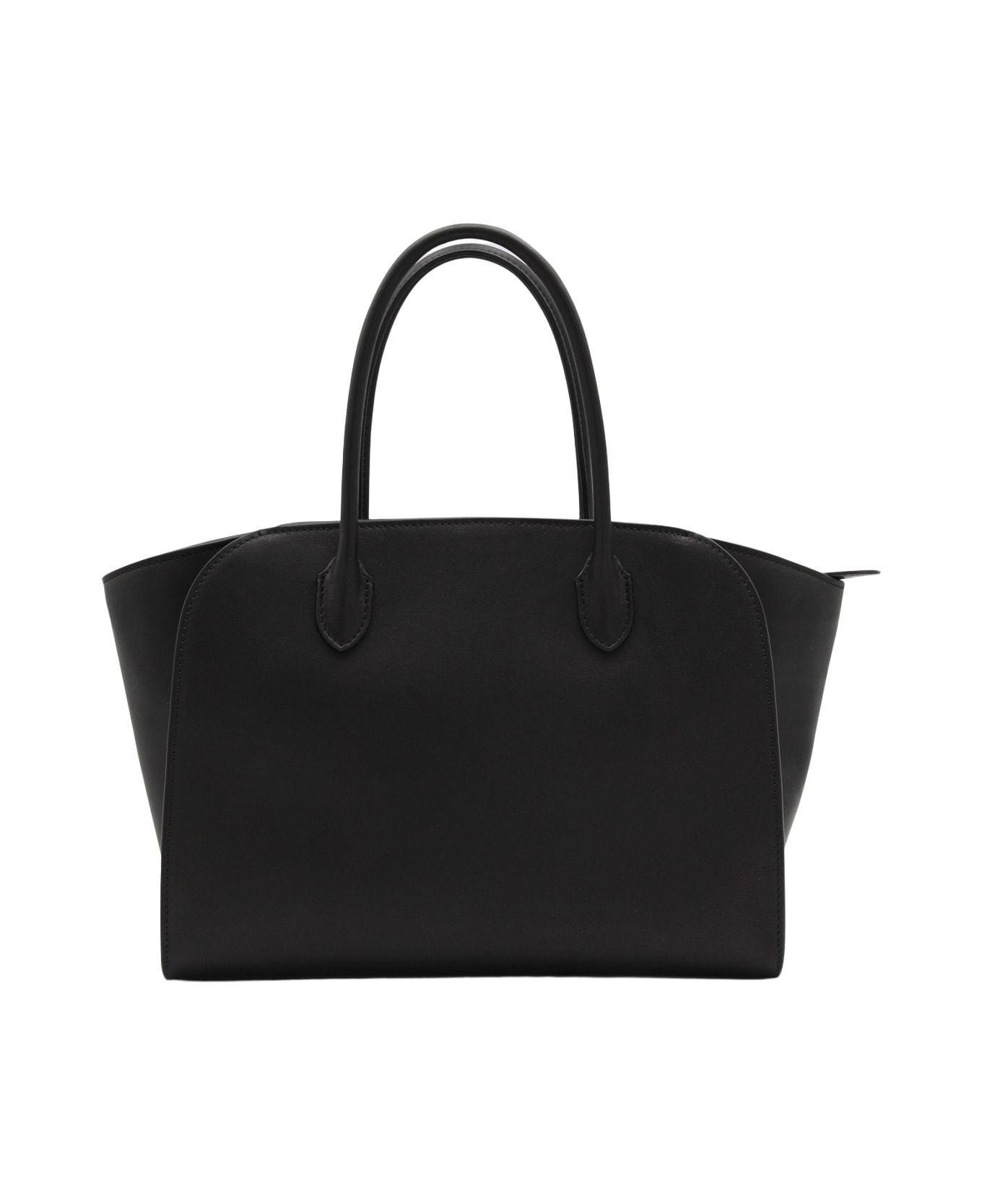 The Row Black Leather Marlo 12 Top Handle Bag - Black