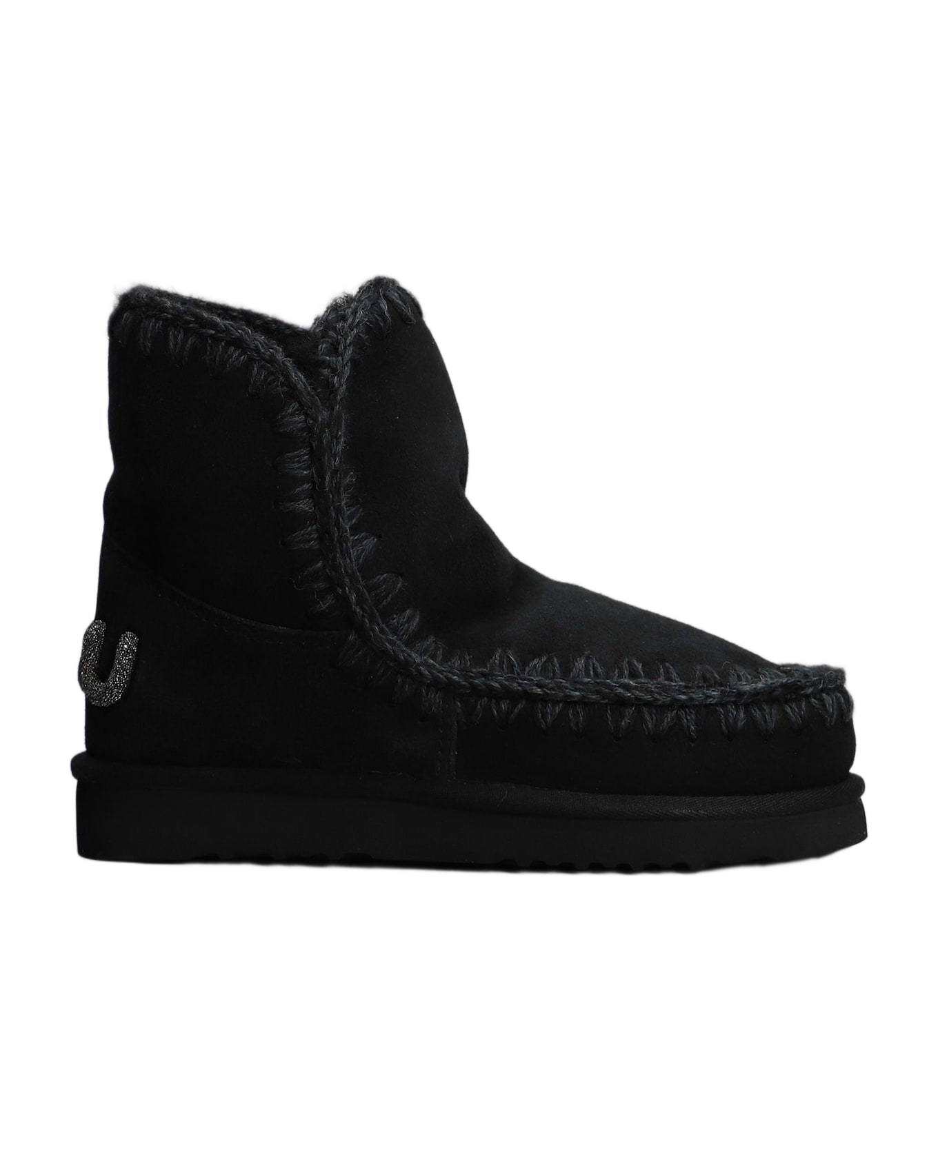 Mou Eskimo 18 Low Heels Ankle Boots In Black Suede - black