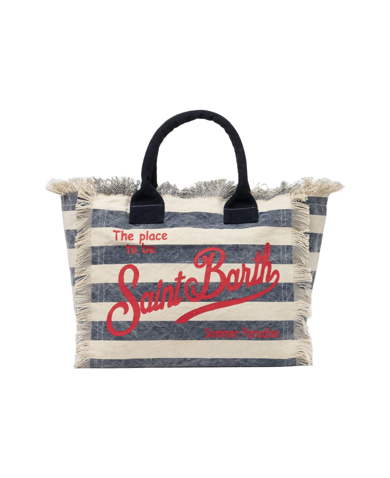 MC2 Saint Barth Blue Striped Cotton Canvas Vanity Tote Bag - BLUE