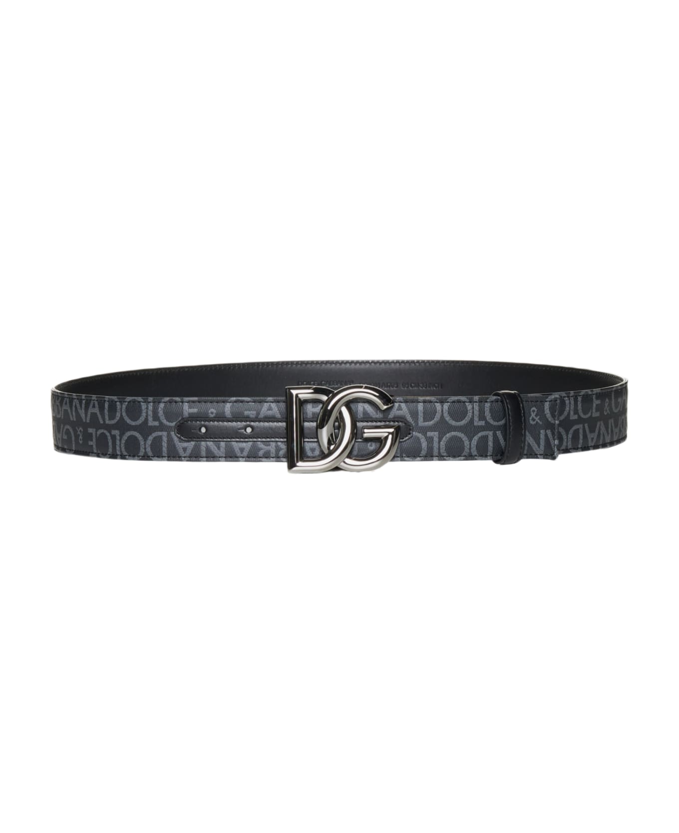 Dolce & Gabbana Logo-tape Fabric Belt - BLACK/GREY