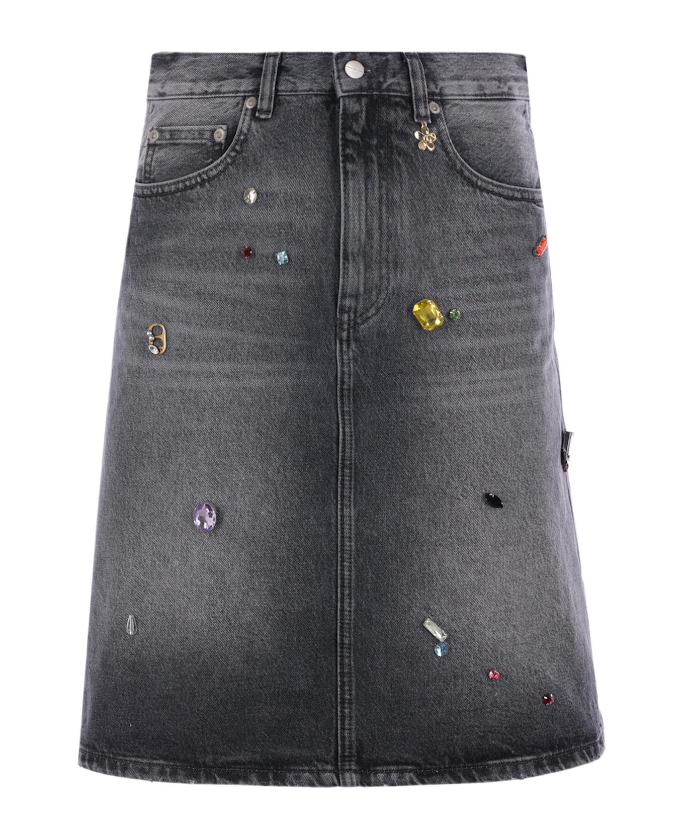 Marc Jacobs A-line Denim Skirt With Crystals - Black