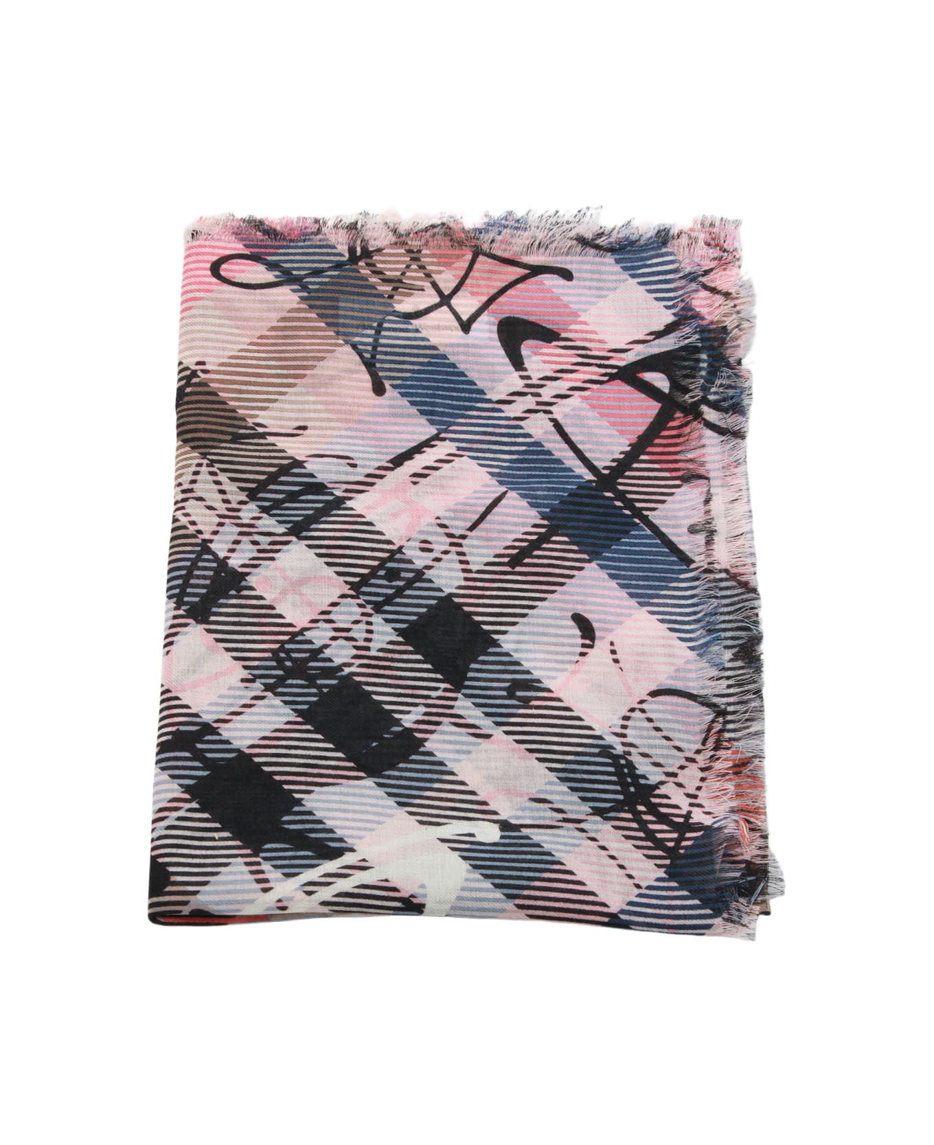 Vivienne Westwood Pink Wool Check Scarf - Pink