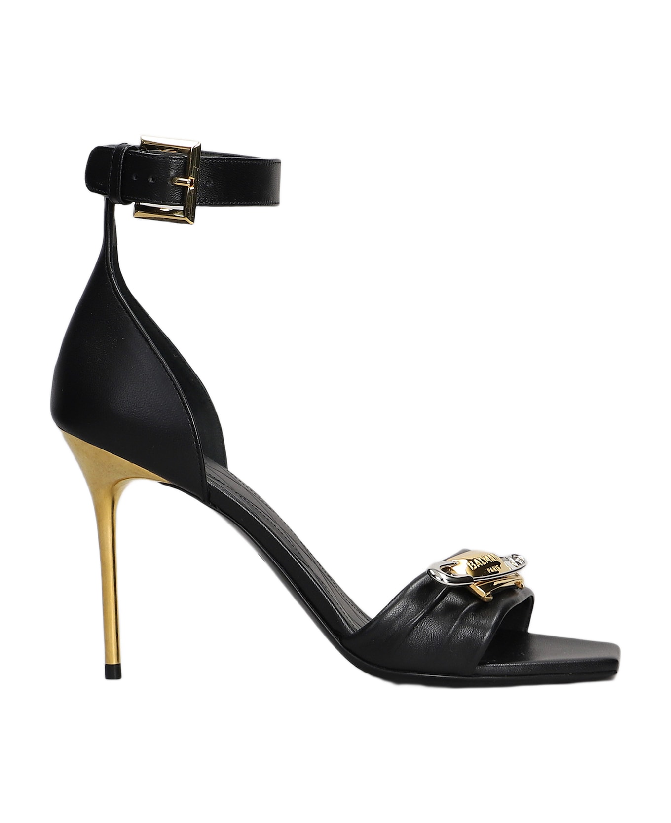 Balmain Safety Sandals In Black Leather - black