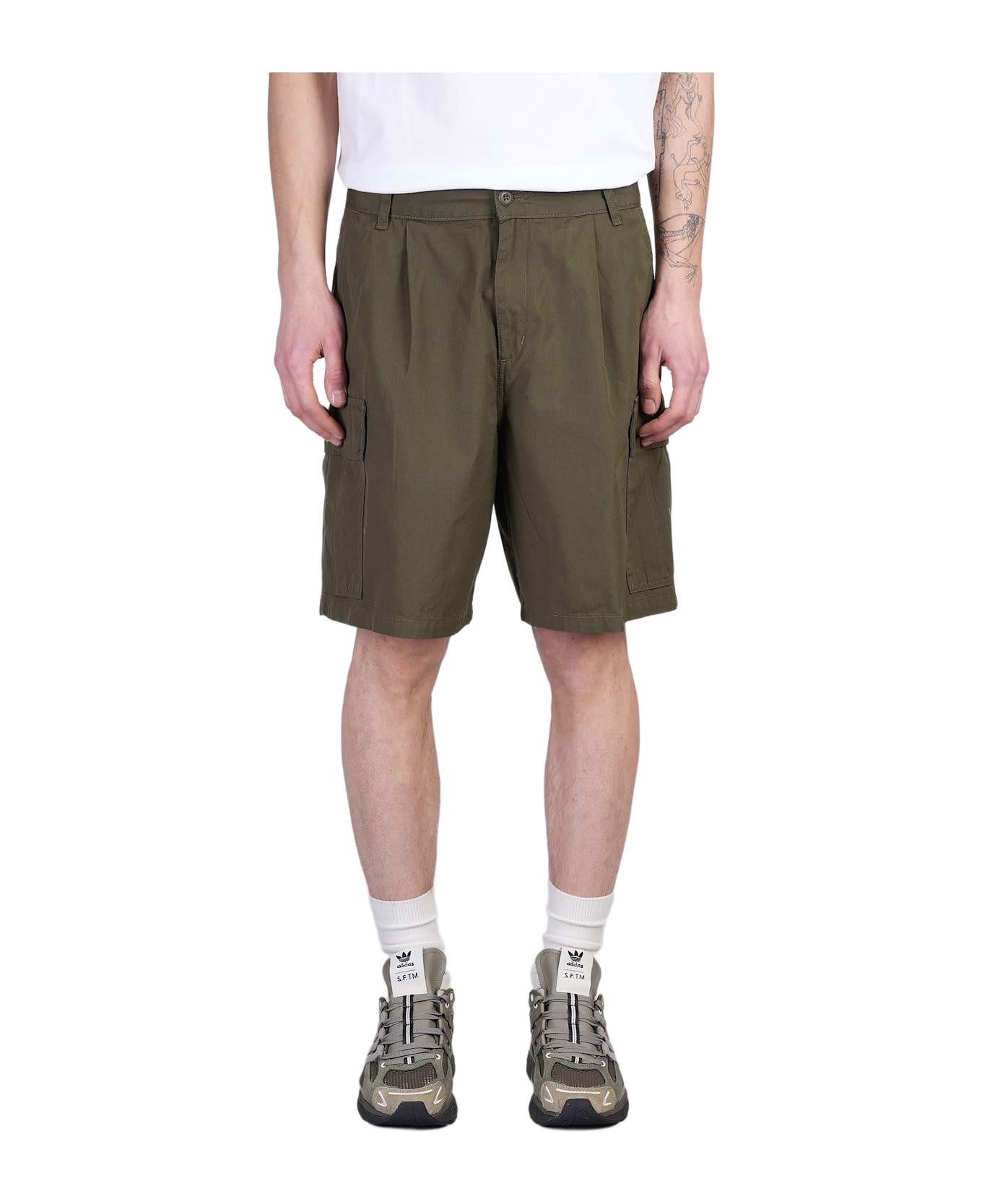 Carhartt Cole Cargo Short Shorts In Green Cotton - green