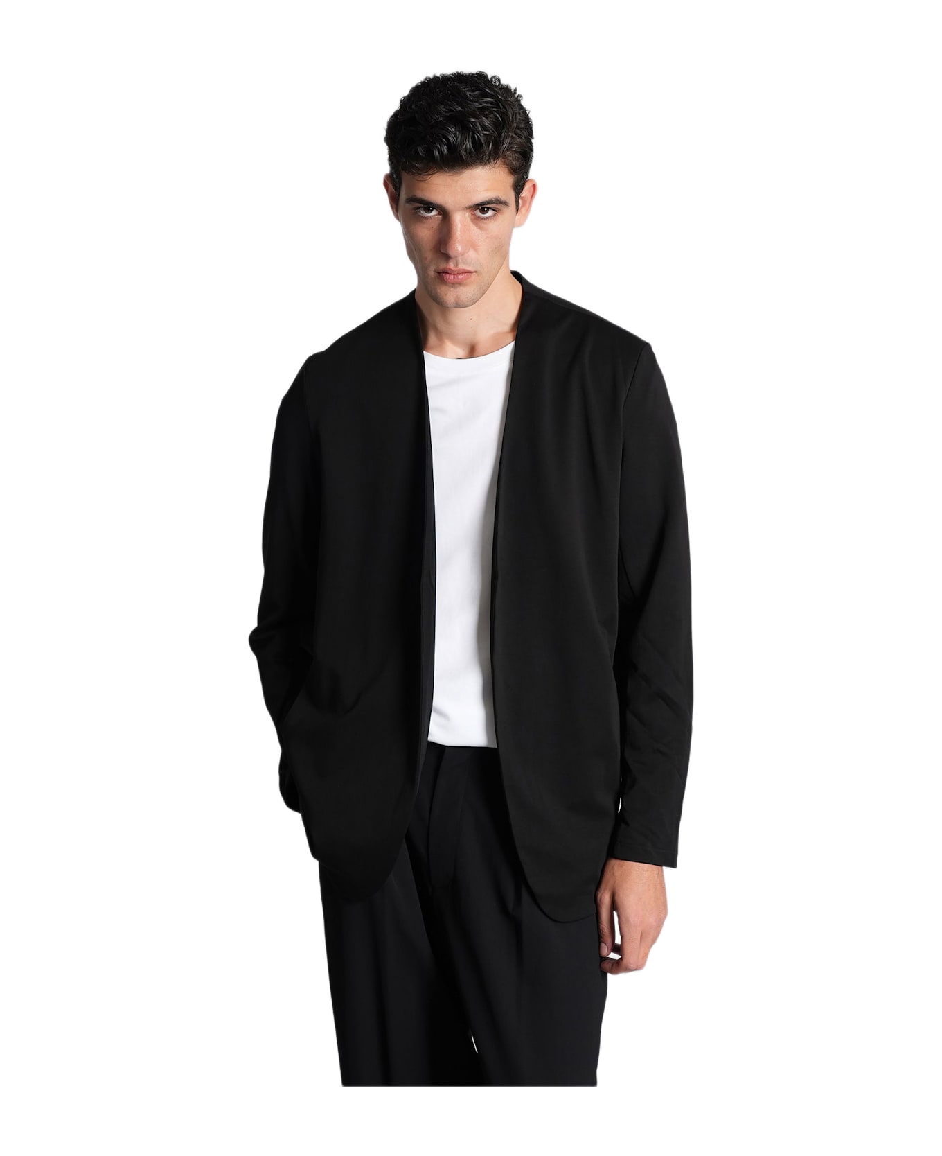 Attachment Cardigan In Black Cotton - black