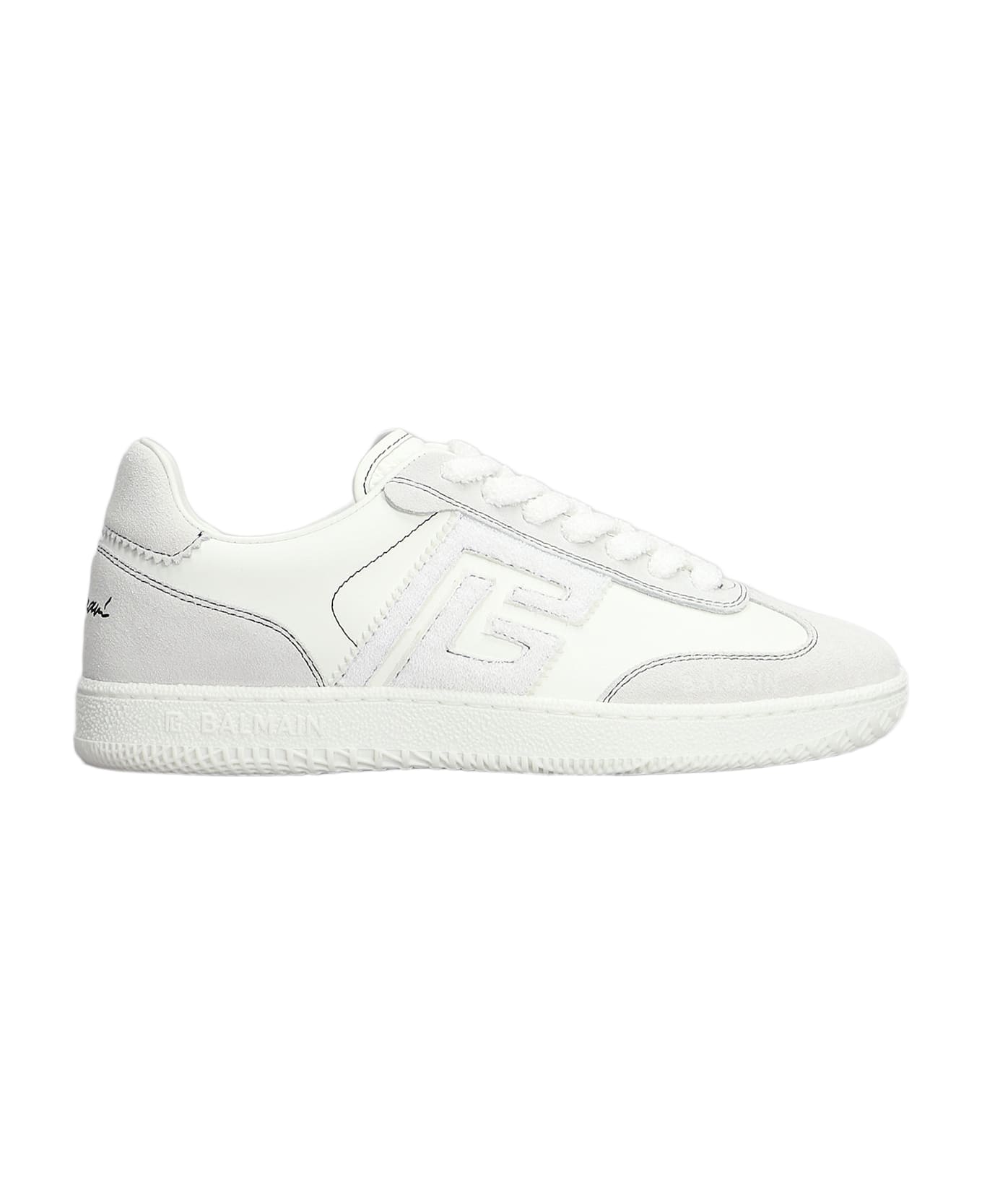 Balmain Sneakers In White Suede And Leather - white