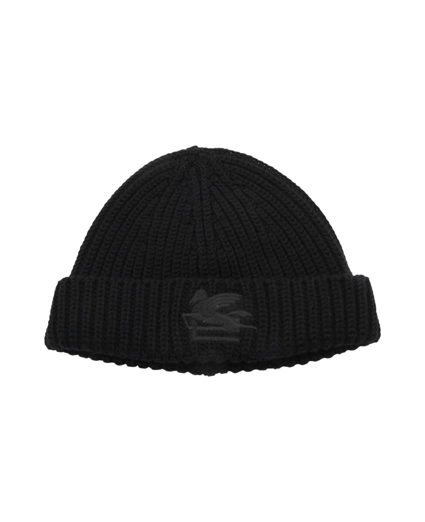 Etro Black Wool Logo Beanie Hat - Black 帽子