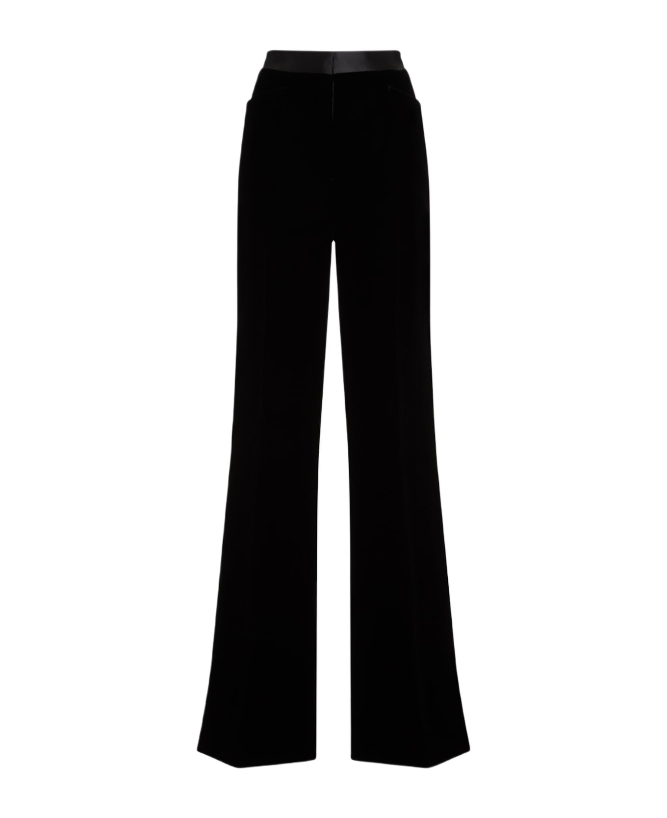 Tom Ford Viscose Velvet Boot Cut Pants - Black